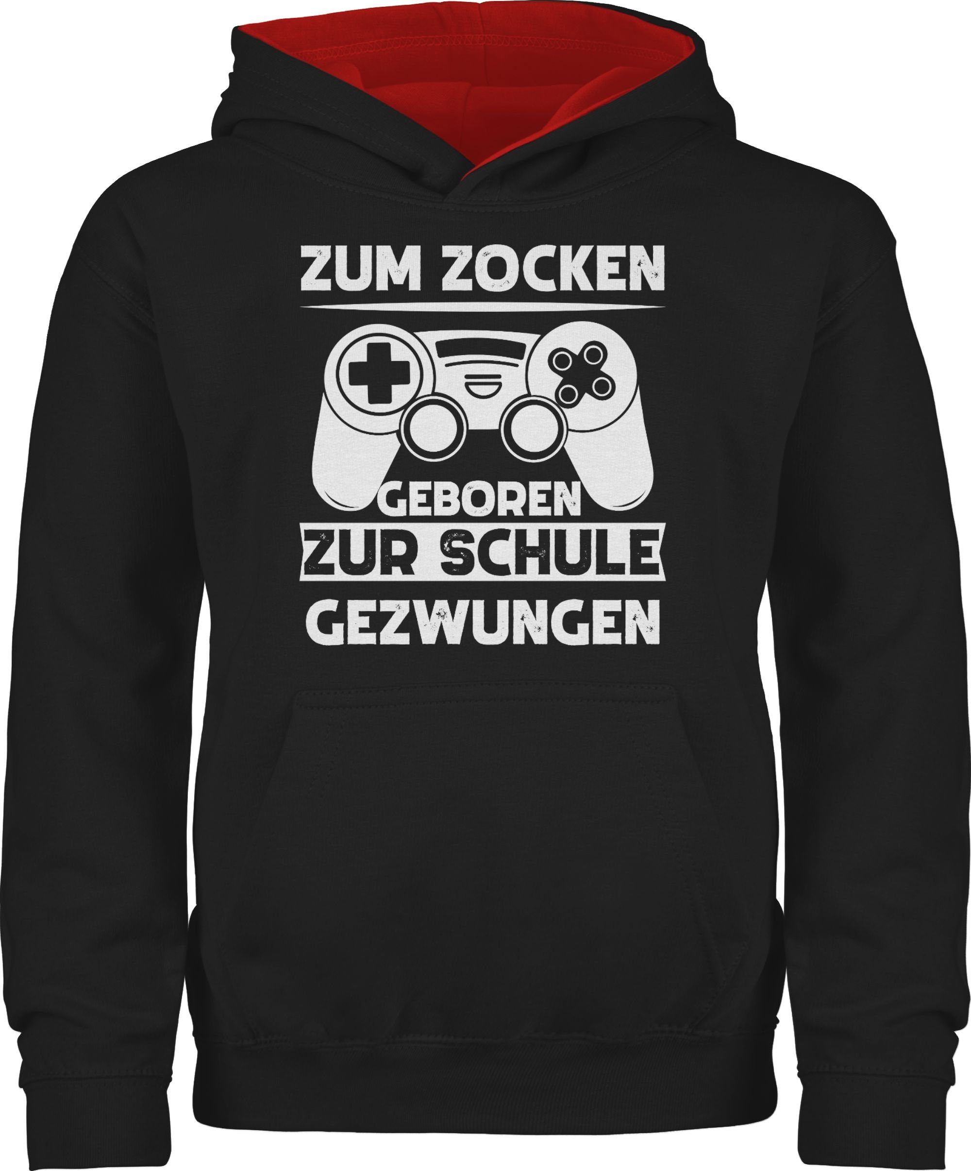 Hoodie Zum zocken geboren Schule gezwungen