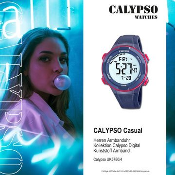 CALYPSO WATCHES Digitaluhr Calypso Herren Jugend Uhr Digital, Herren, Jugend Armbanduhr rund, Kunststoffarmband blau, Casual