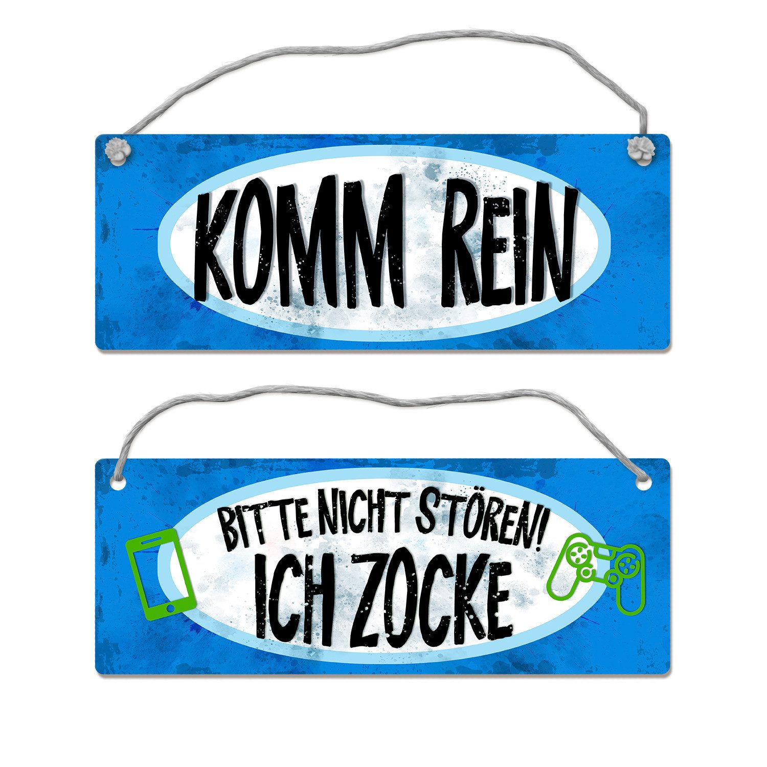 Metallschild Bitte nicht stören ich zocke Wendeschild mit Kordel Schild Türschild