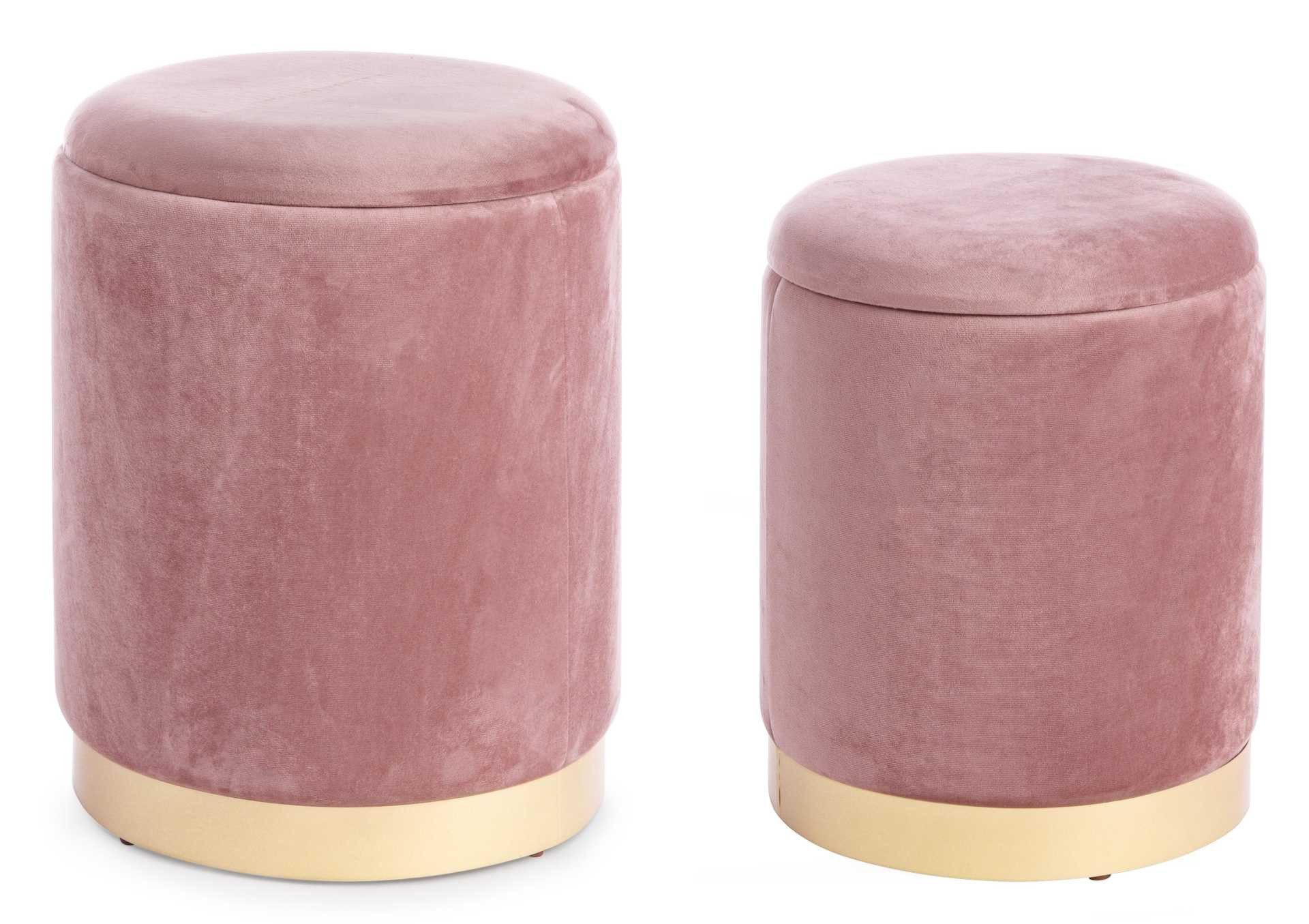Bizzotto Pouf Polina 2er-Set in Samt-Optik, Rosa