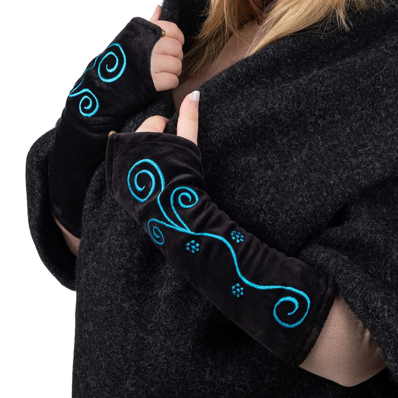 KUNST UND MAGIE Armstulpen Samt Stulpen Armstulpen Handwärmer Pulswärmer Handschuhe Boho Armlinge