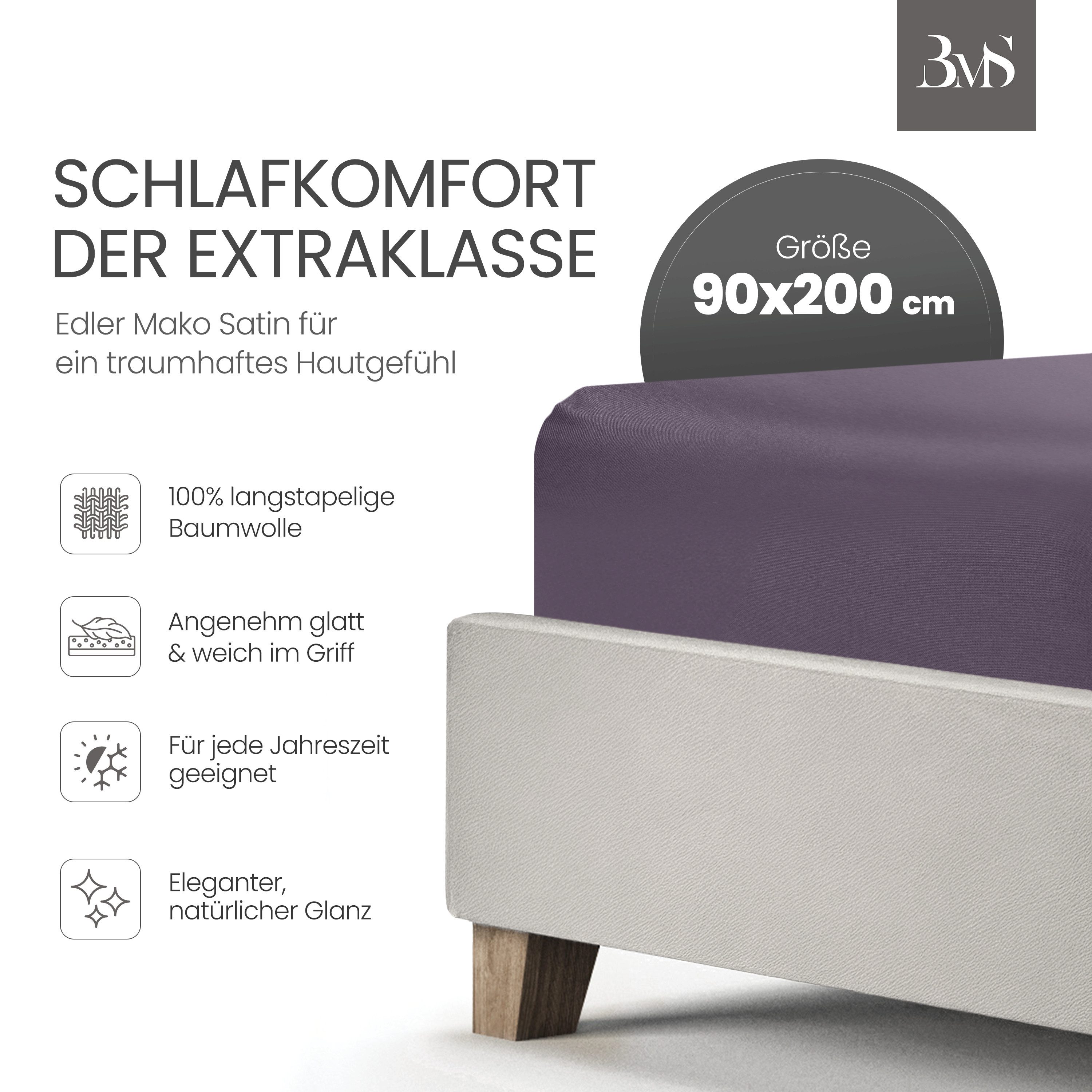 BETTWAESCHE-MIT-STIL Spannbettlaken Mako Satin Spannbettlaken, Topper 5-10 günstig online kaufen