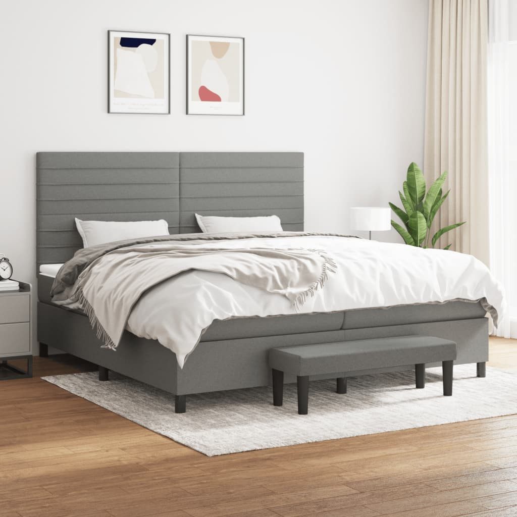 vidaXL Boxspringbett Boxspringbett mit Matratze Dunkelgrau 200x200 cm Stoff günstig online kaufen