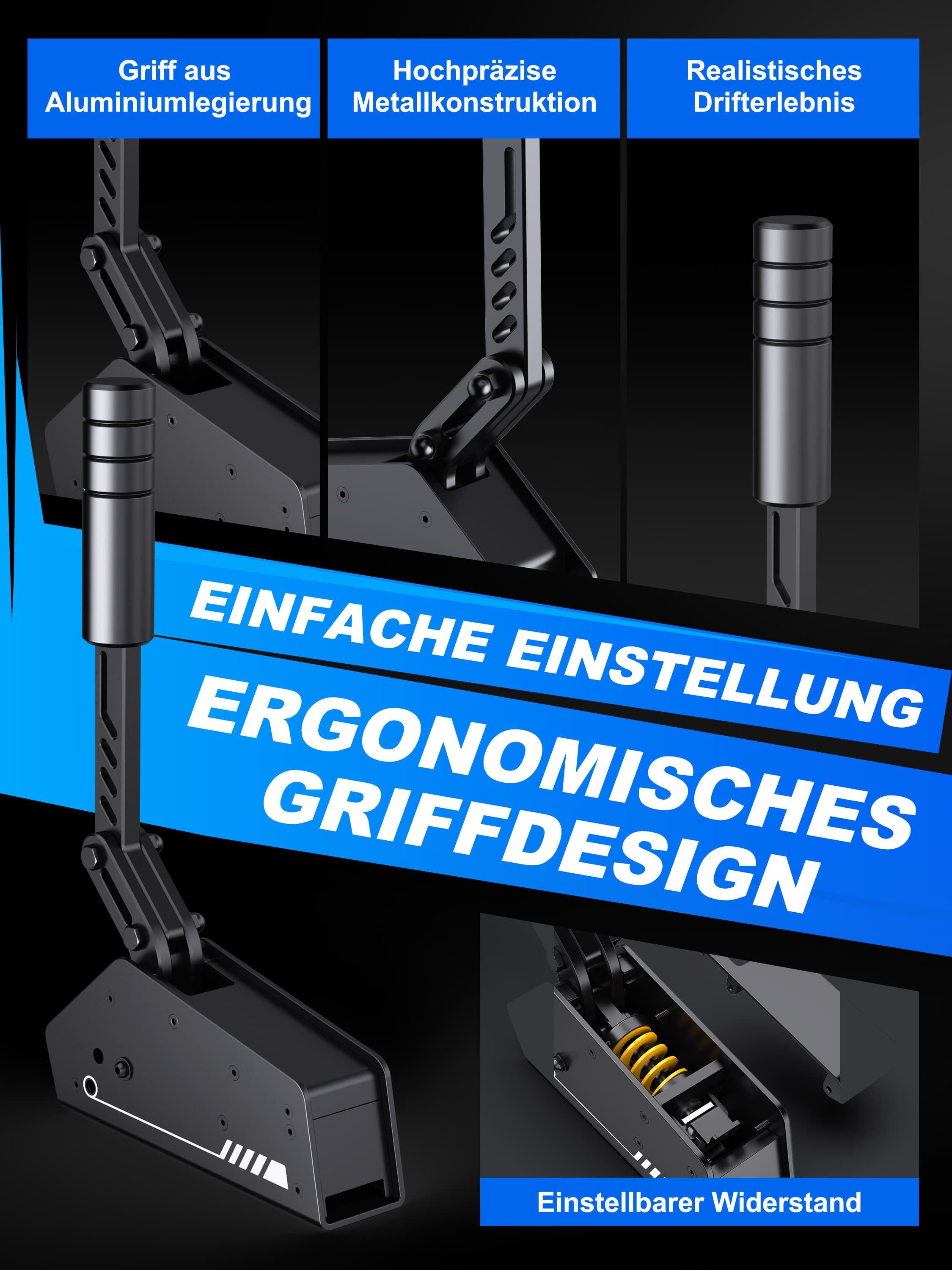 PXN HBS Sim-Handbremse USB PC 16Bit Hall Linear Handbremse Simulations-Controller (1 St., für Sim Racing, kompatibel mit G29 G920 T300)
