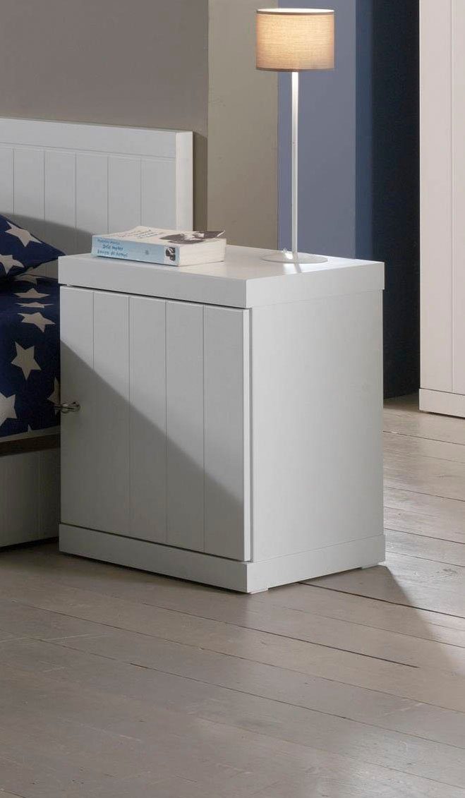 Vipack Nachtschrank (Made in Europe) Nachtkonsole rechts oder links anstellbar, mit 1 Drehtür, Ausf. Weiß