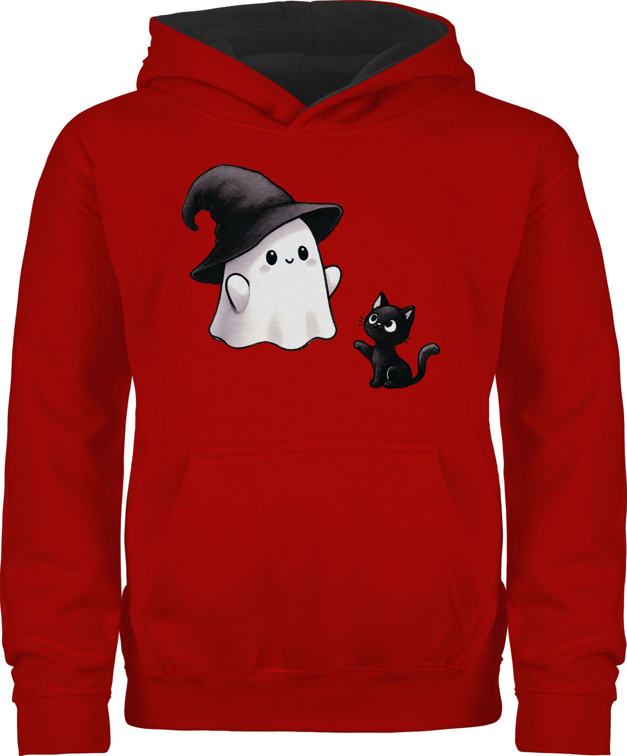 Hoodie Süßes Geister Motiv mit Katze, Halloween Katzenmotiv