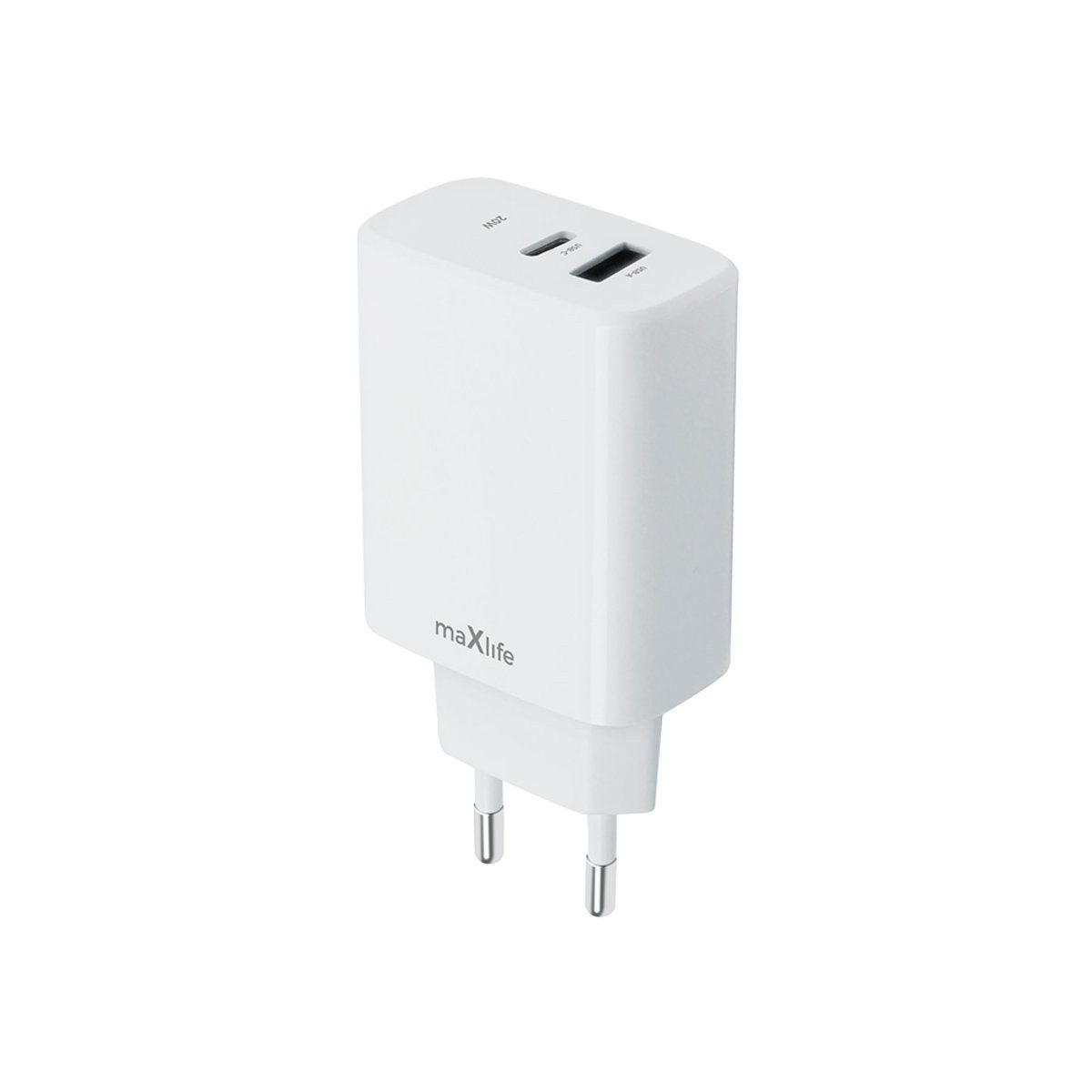MaXlife Maxlife MXTC-10-20AC PD QC Ladegerät 1x USB-C 1x USB 20W weiß Smartphone-Ladegerät