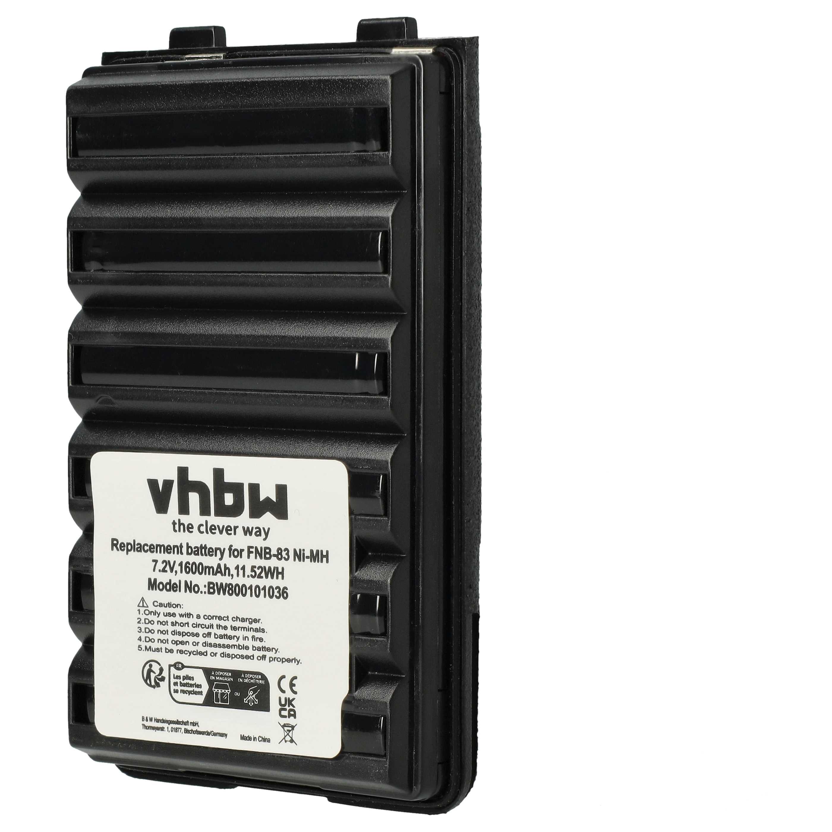 vhbw Akku passend für Yaesu Vertex VX-400, VX210A, VX-218, VX-246, VX-210A, Akku Akku NiMH 1600 mAh (7,2 V, 1 St), Leistungsfähiger Austausch-Akku für Ihr Funkgerät, Walkie-Talkie