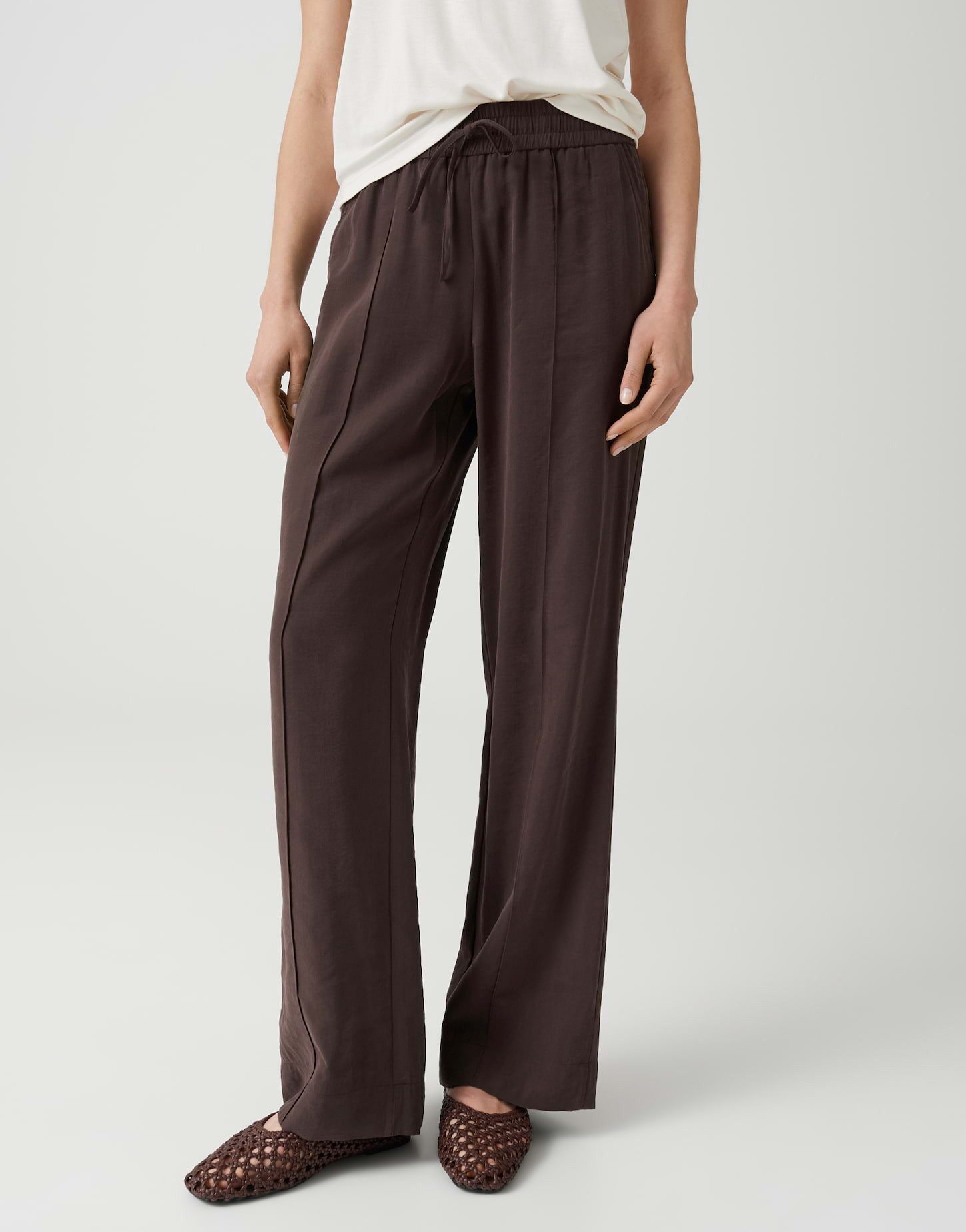 OPUS Stoffhose MAROU FRENCH Wide Leg Pants aus Cotton Modal Twill schräge Eingrifftaschen