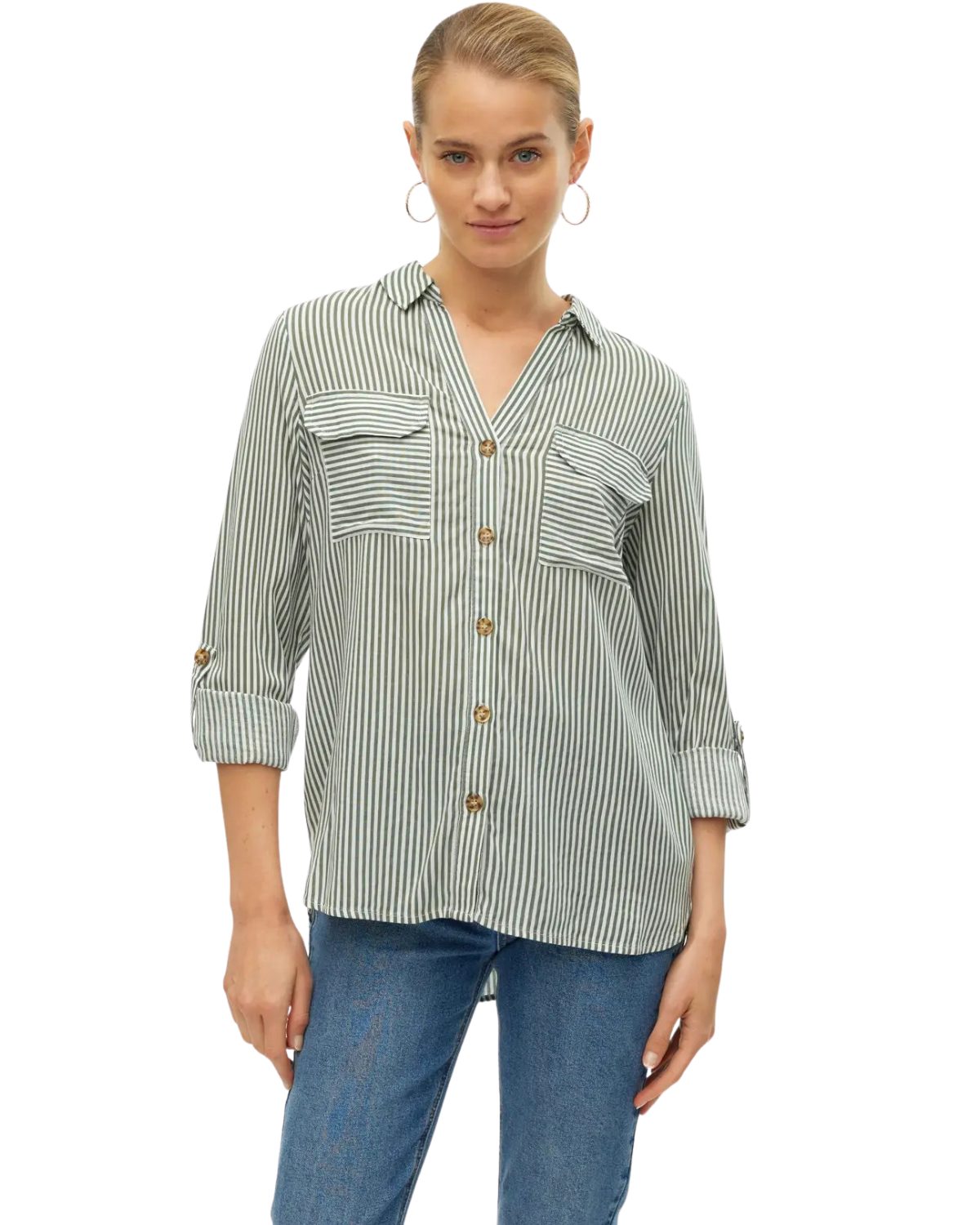 Vero Moda Langarmbluse gestreift mit Umschlagärmeln zeitlos & stilvoll