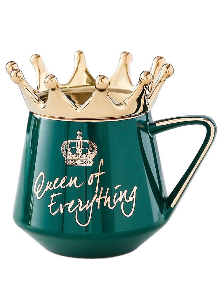 aikidio Frauen Keramik, Deckel Tasse Freundin ml Geschenk Queen mit Krone Geschenk für zum Becher Tasse Frauen Elizabeth Geburtstagsgeschenk 400