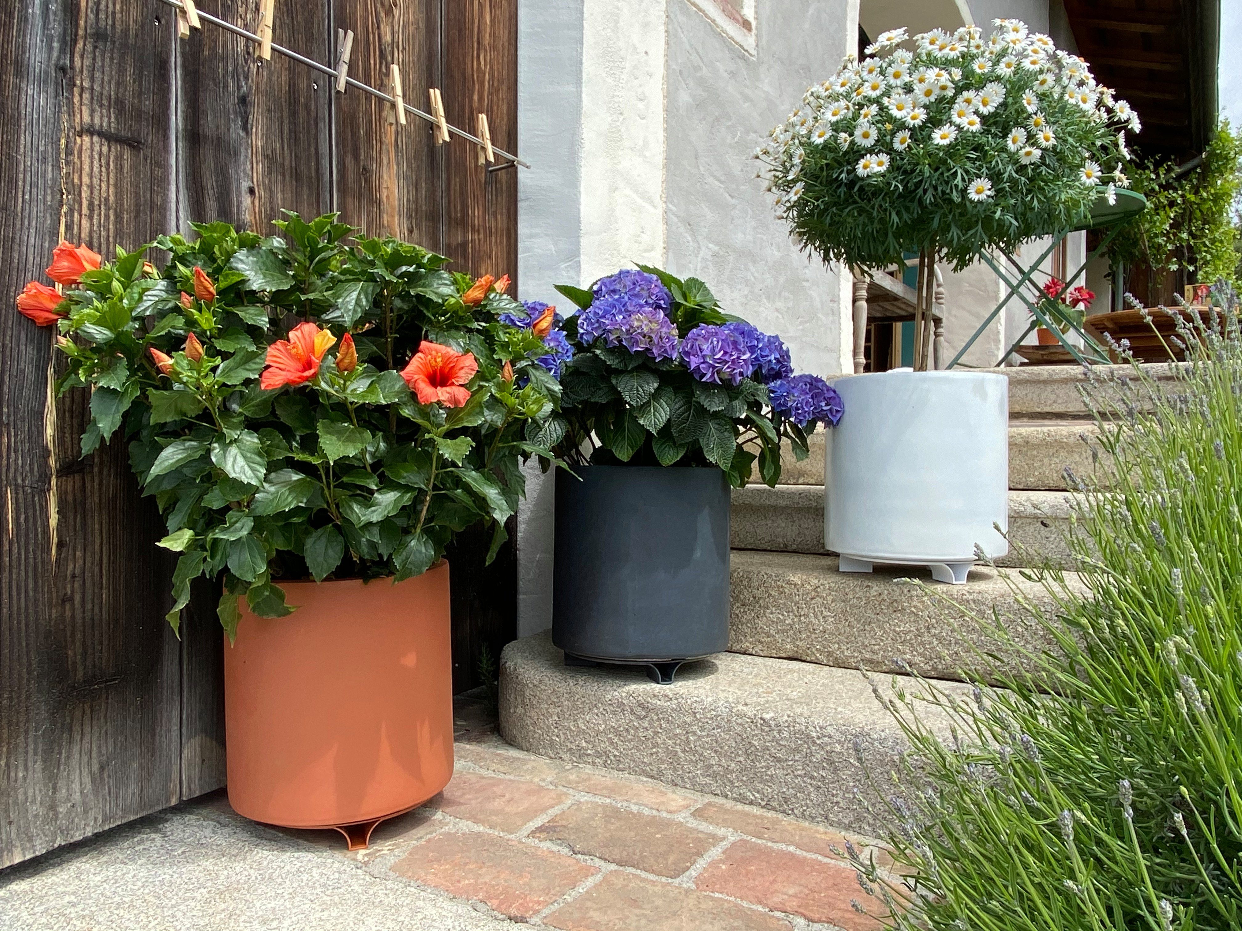 terraced Rund Aussen, - Verwendung: und Planzkübel Blumentöpfe für und Innen Cremeweiß 2-tlg. - GmbH Blumentopfuntersetzer