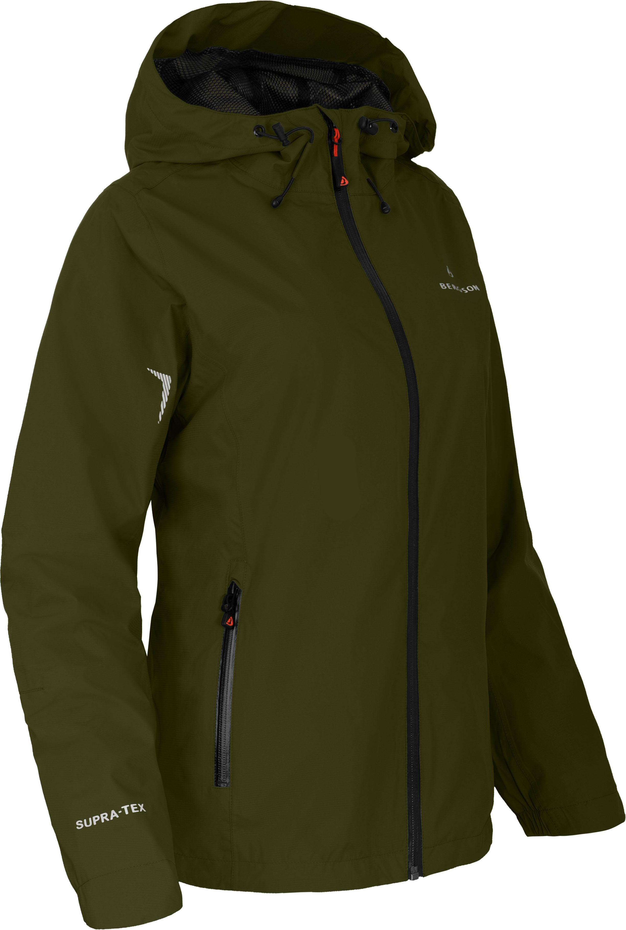 Bergson Regenjacke HELLI Damen Regenjacke, Netzfutter, 12000 mm Wassersäule, Normalgrößen, dun