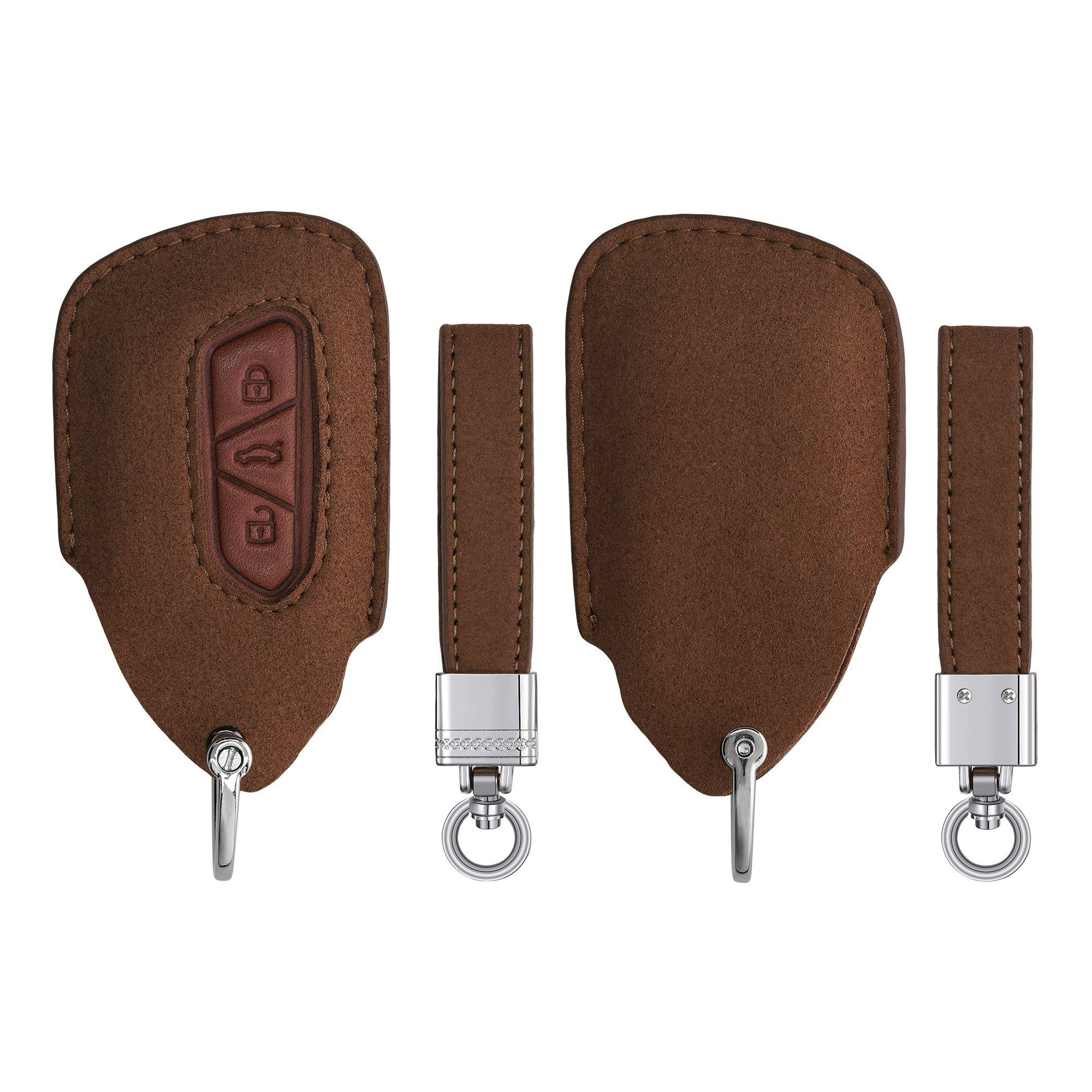kwmobile Schlüsseltasche Autoschlüssel Kunstleder Hülle für VW Golf 8, Schlüsselhülle Schlüssel Case - Cover in Hellbraun Braun | Schlüsseltaschen