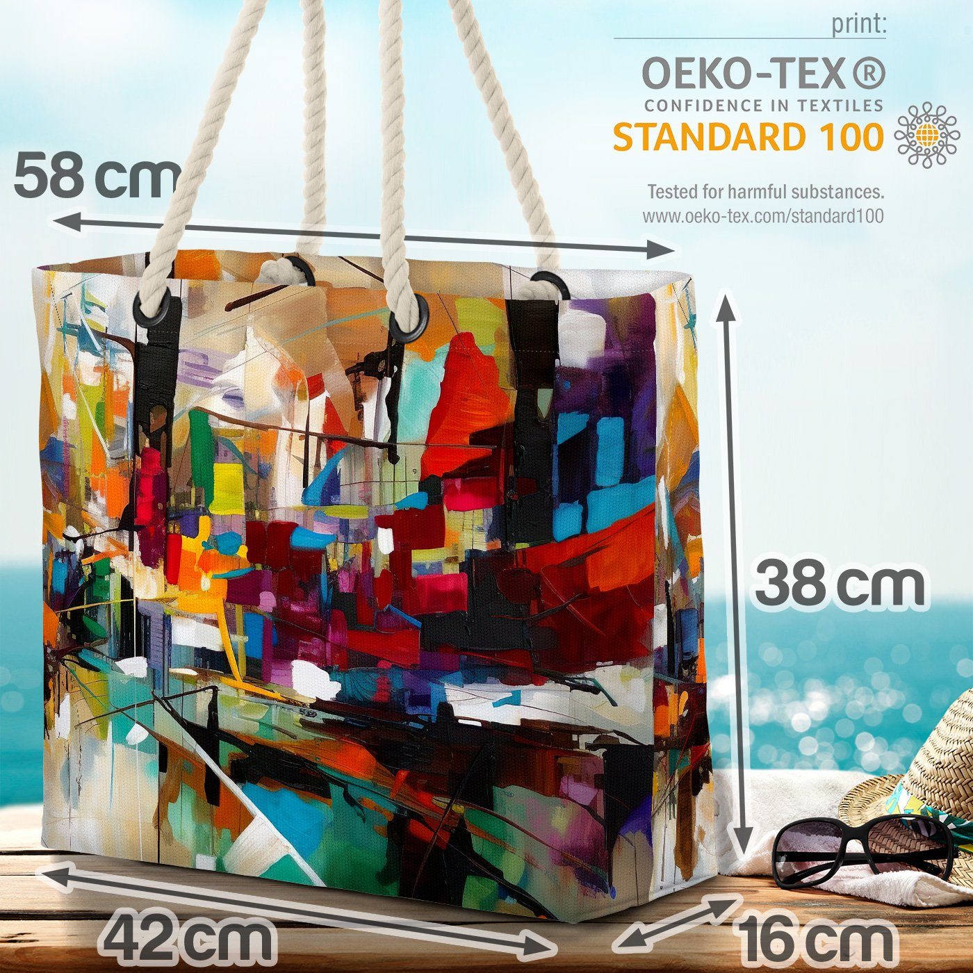 VOID Strandtasche (1-tlg), Kreativität Gemälde Abstrakt Imp Kunst Malerei Farben Expressionismus