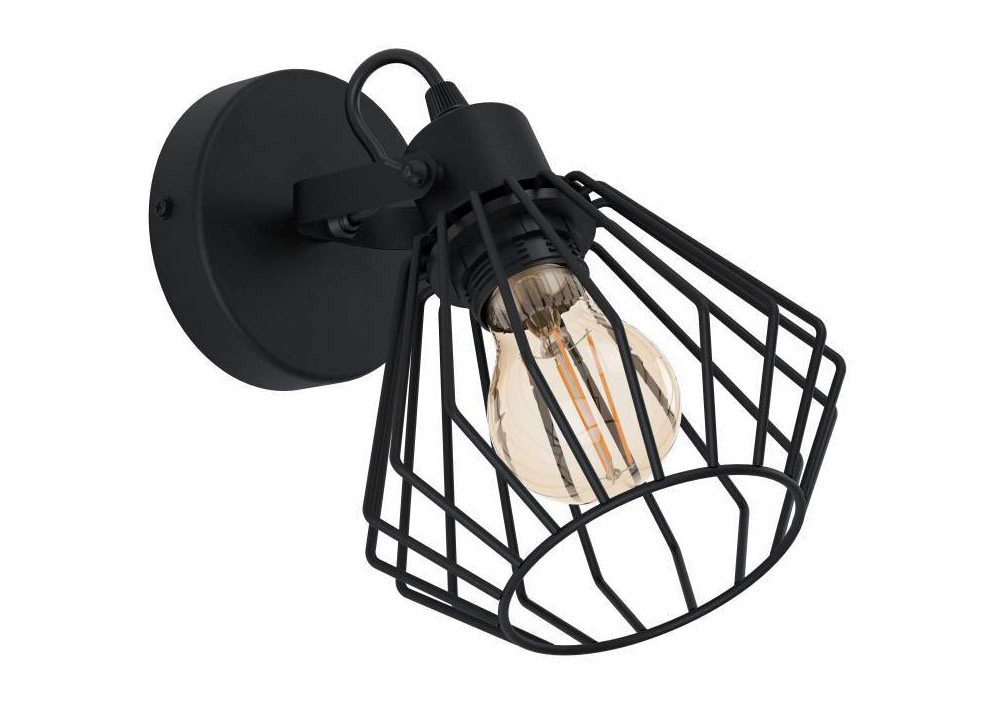 EGLO Deckenspot TABILLANO Wandlampe, Flurlampe, Wohnzimmerlampe, Metall, schwarz, E27, ohne Leuchtmittel, Wandleuchte, Vintage, Industrial, modern, Drahtgestell, 11cm