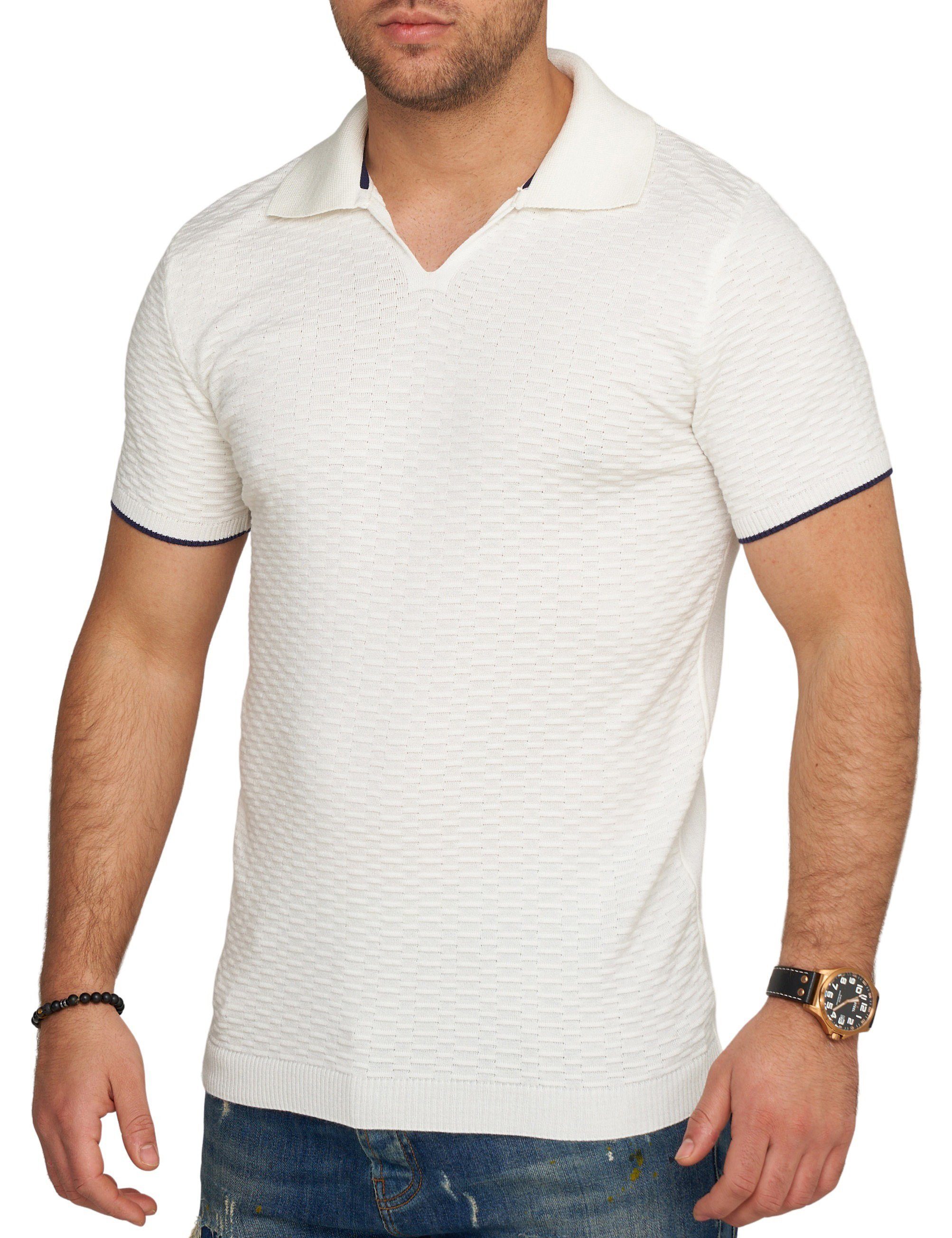 CARISMA Poloshirt CRMACEIO Strick T-Shirt Kurzarm Weiß Polo