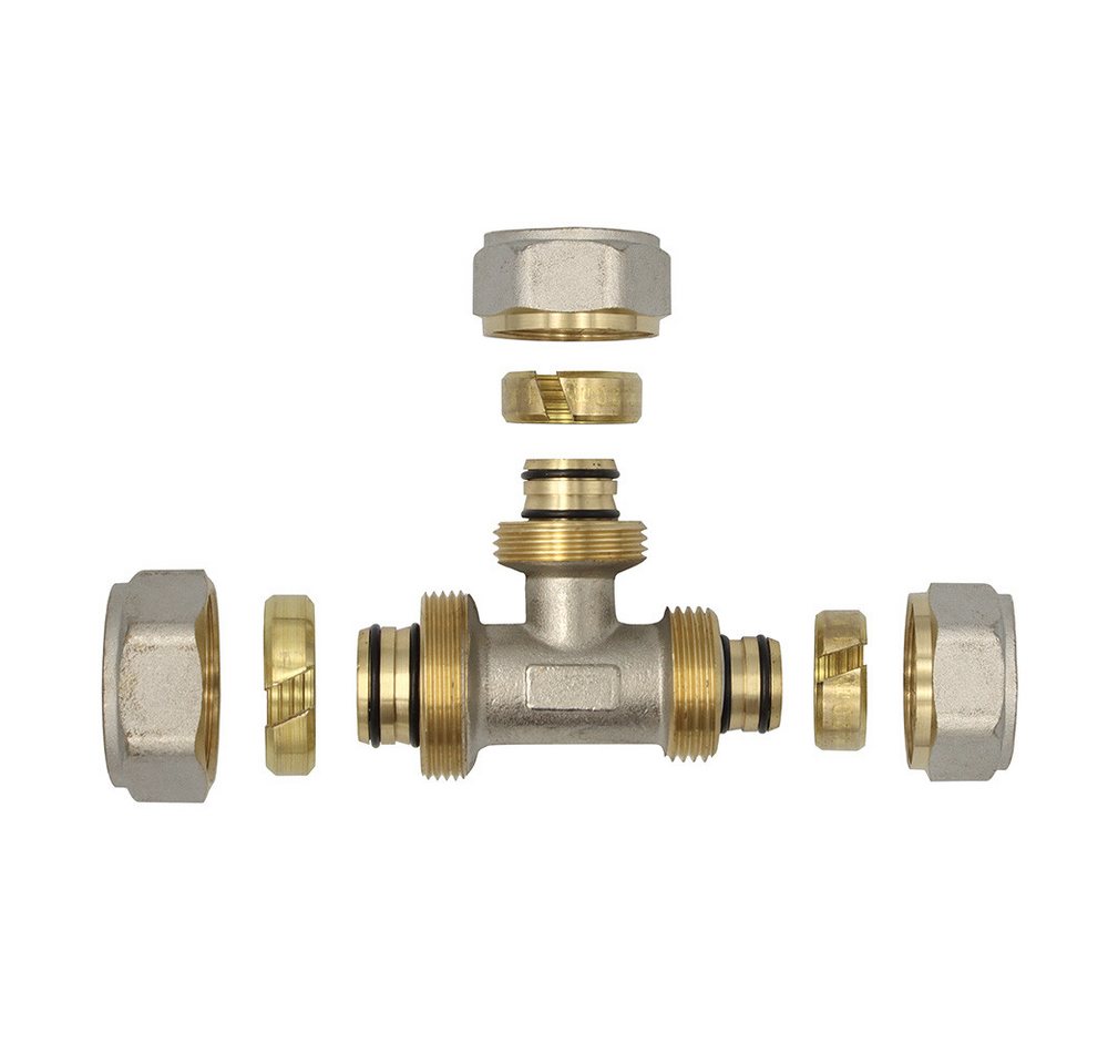 Thumbnail - PipeTec Deutschland Gewindefitting Klemmring Schraubfitting T-Stück reduziert 26x20x20 mm Verbundrohr