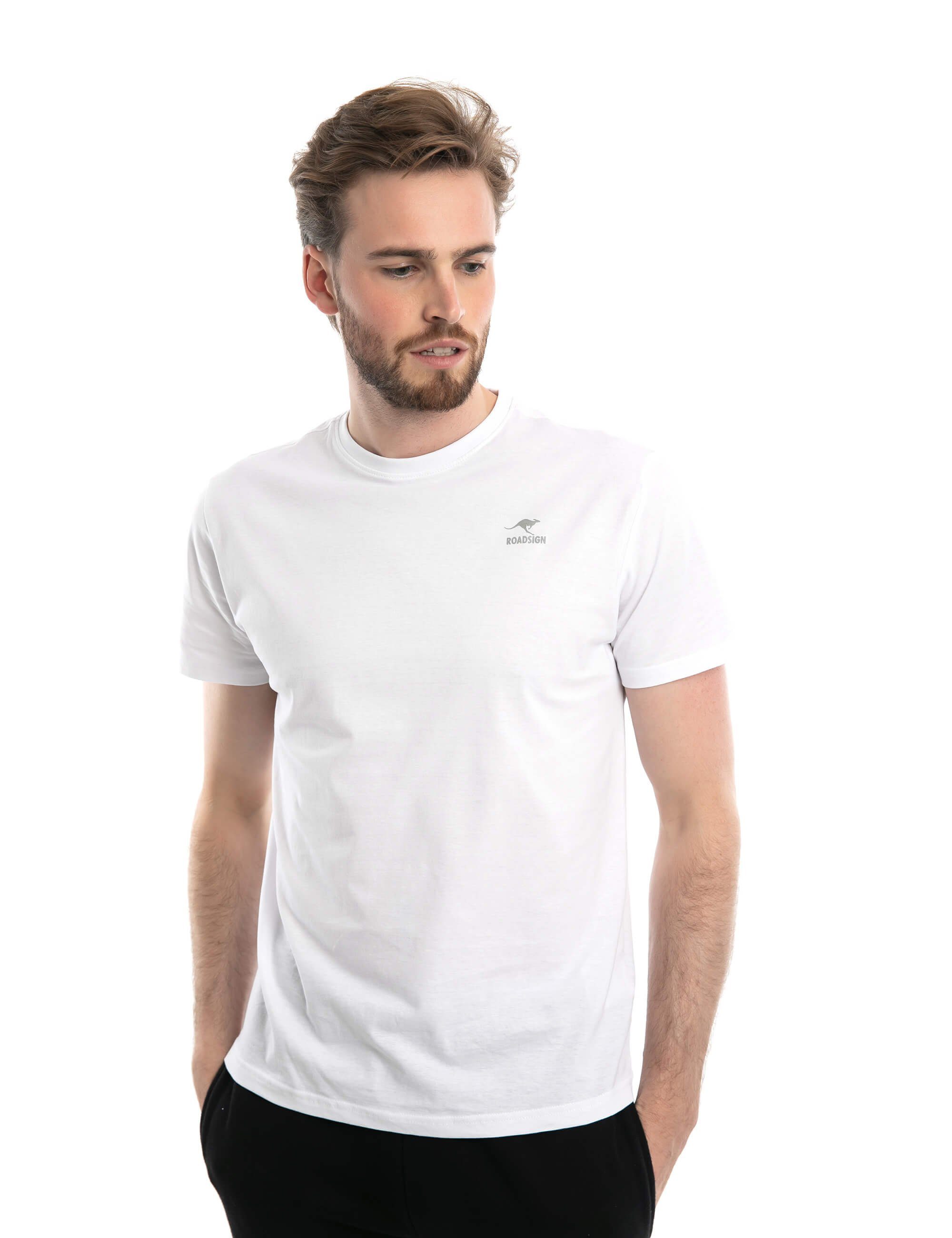 ROADSIGN australia T-Shirt Basic (Doppelpack, 2-tlg., 2er-Pack) mit Rundhalsausschnitt, 100 % Baumwolle (2-er Pack) weiß