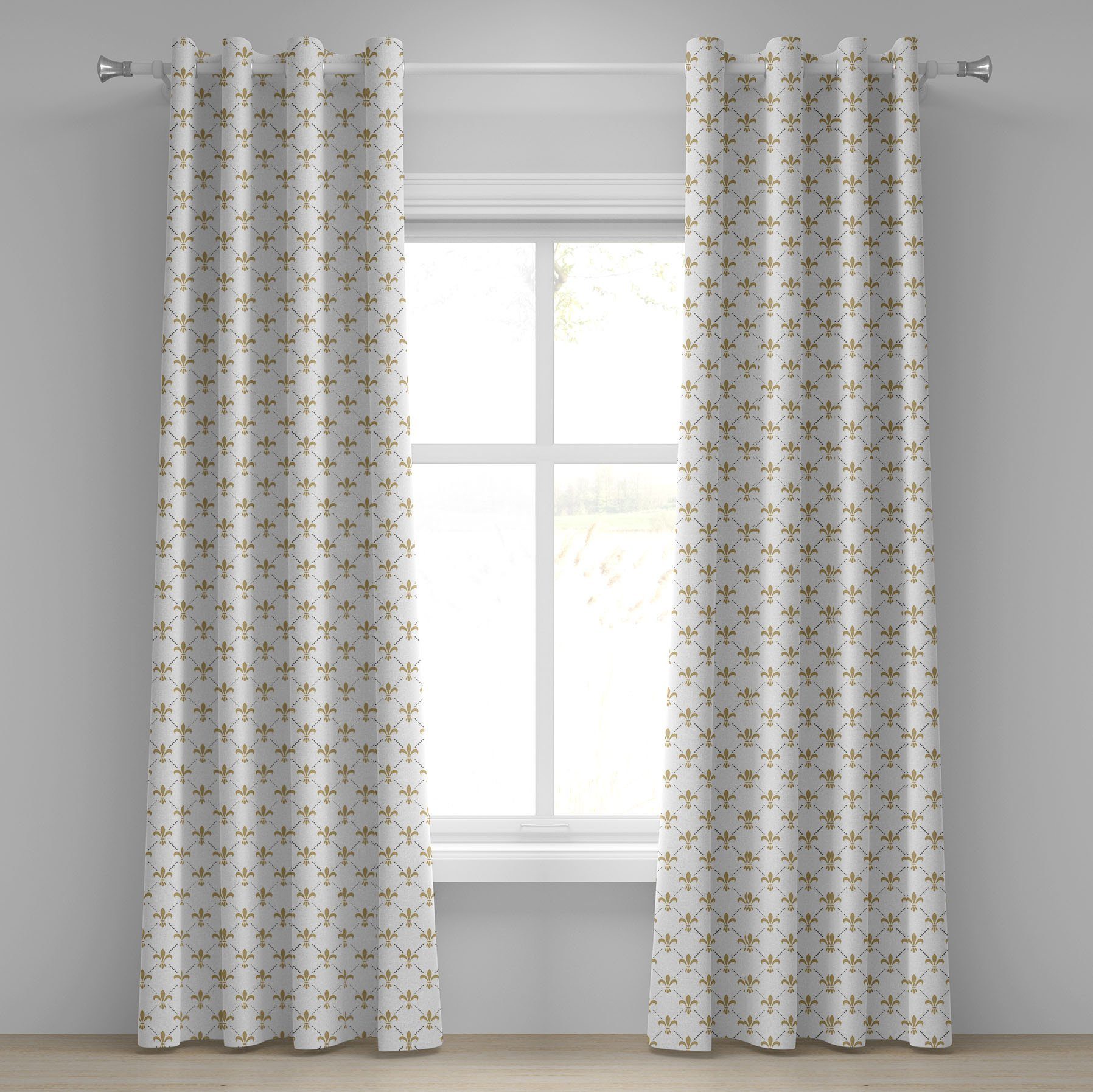 Gardine Dekorative 2-Panel-Fenstervorhänge für Schlafzimmer Wohnzimmer, Abakuhaus, Blume Vintage Style Lilien