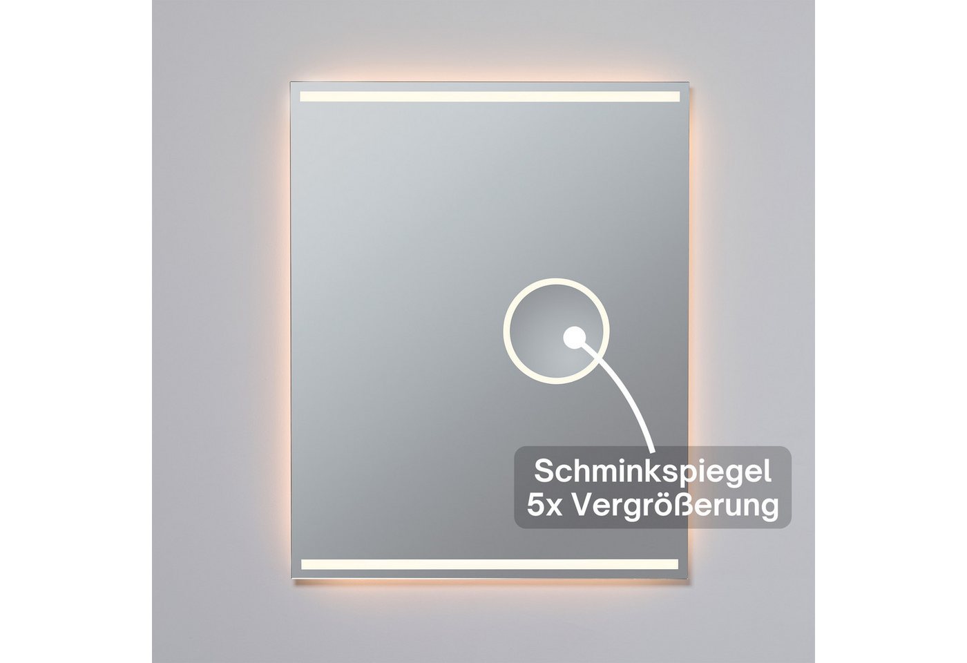 Thumbnail - Loevschall Badspiegel Focus, Spiegel mit Beleuchtung, Integrierter Schminkspiegel, LED licht, Dänisches Design, Lichtspi...