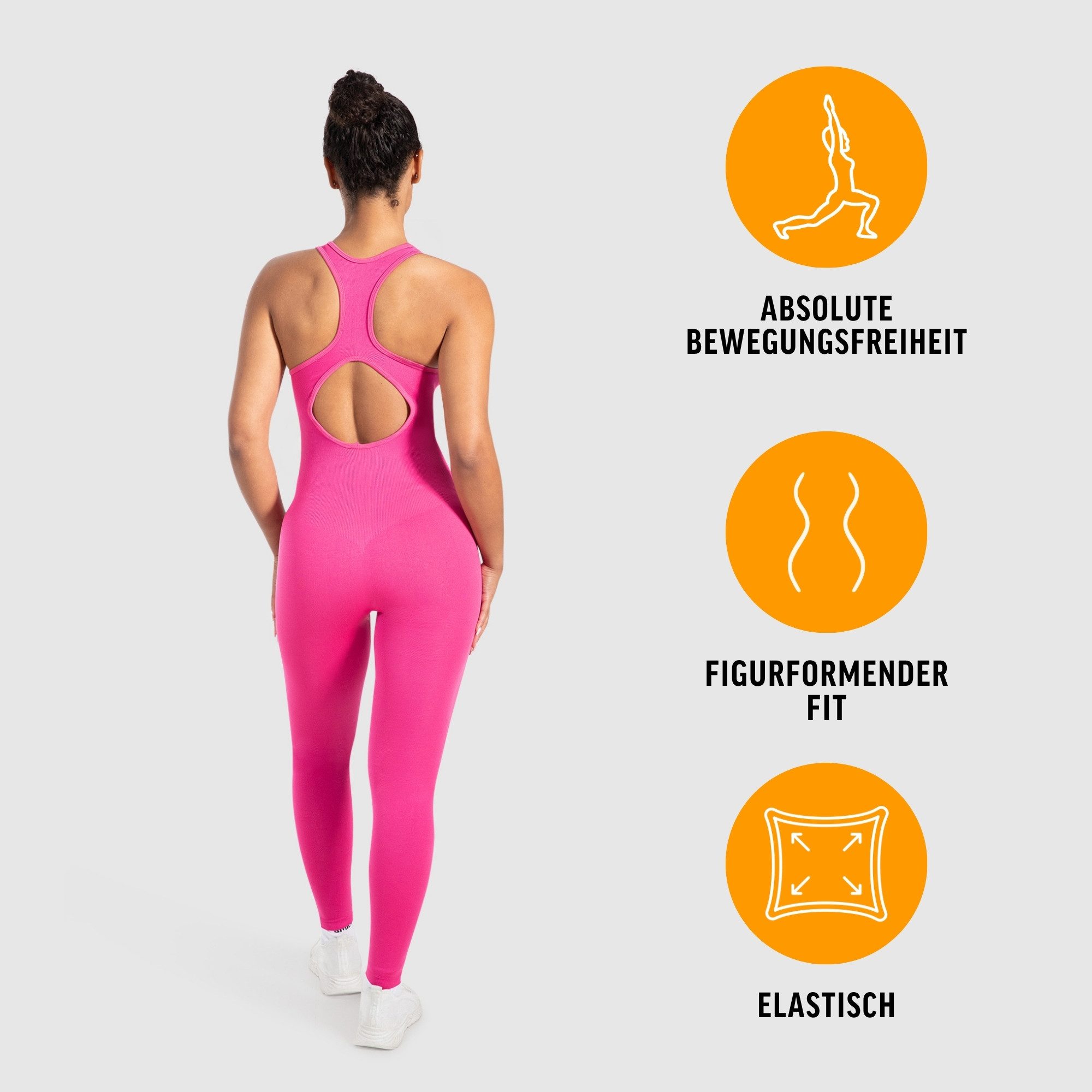 Smilodox Jumpsuit Elsie, Seamless Einteiler, Racerback, Ganzkörperanzug figurformend Sportanzug geripptes Material, Overall atmungsaktiv, Workout Yoga