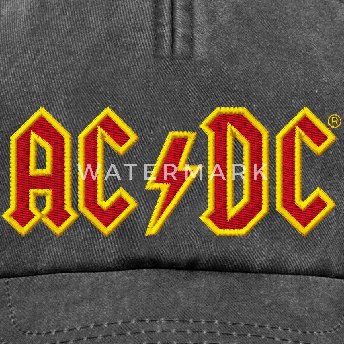 Spreadshirt Baseball Cap AC/DC In Rot Und Gelb Stick Vintage Cap (1-St)