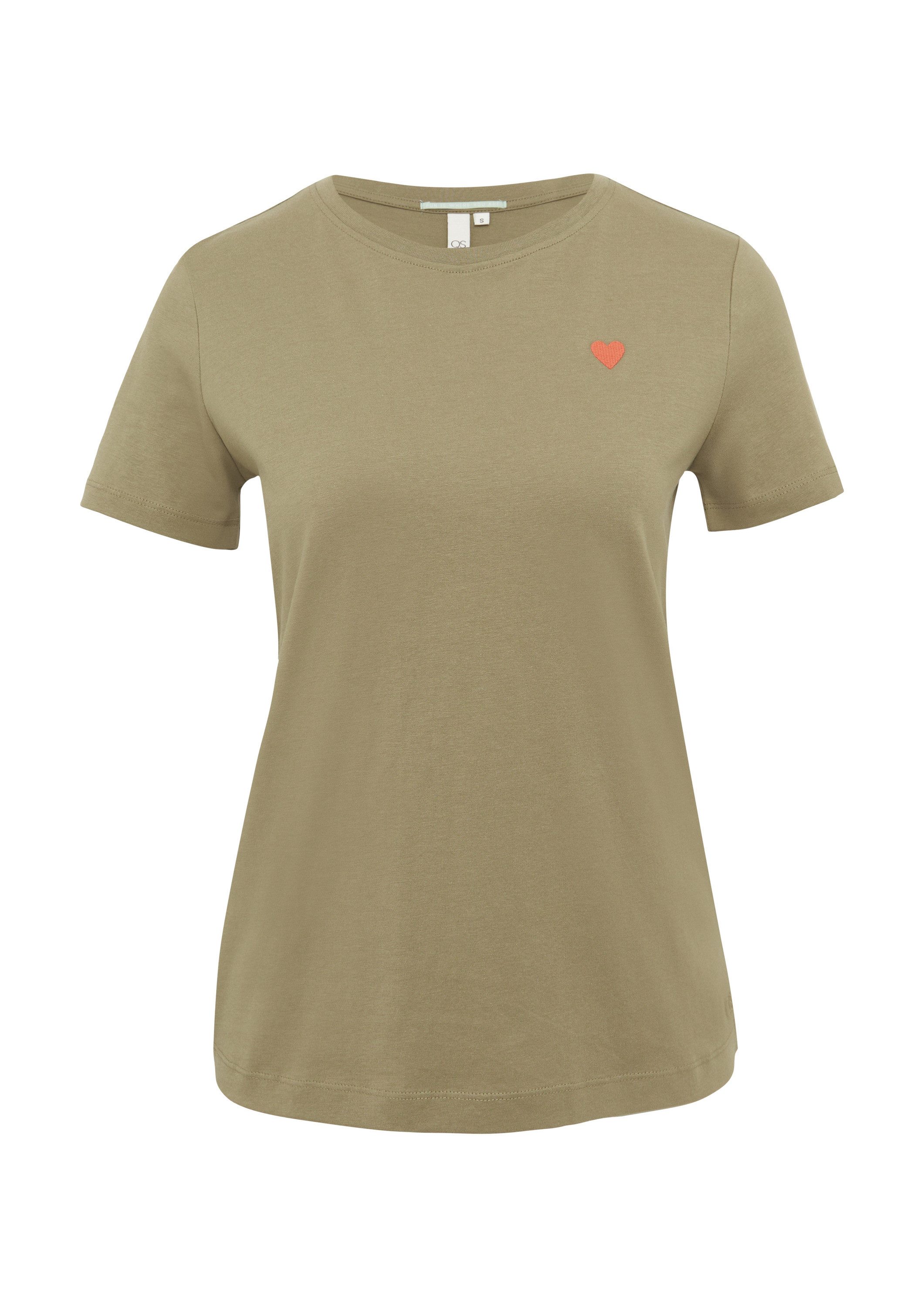 QS Kurzarmshirt T-Shirt Jerseyshirt mit Herz-Stickerei günstig online kaufen