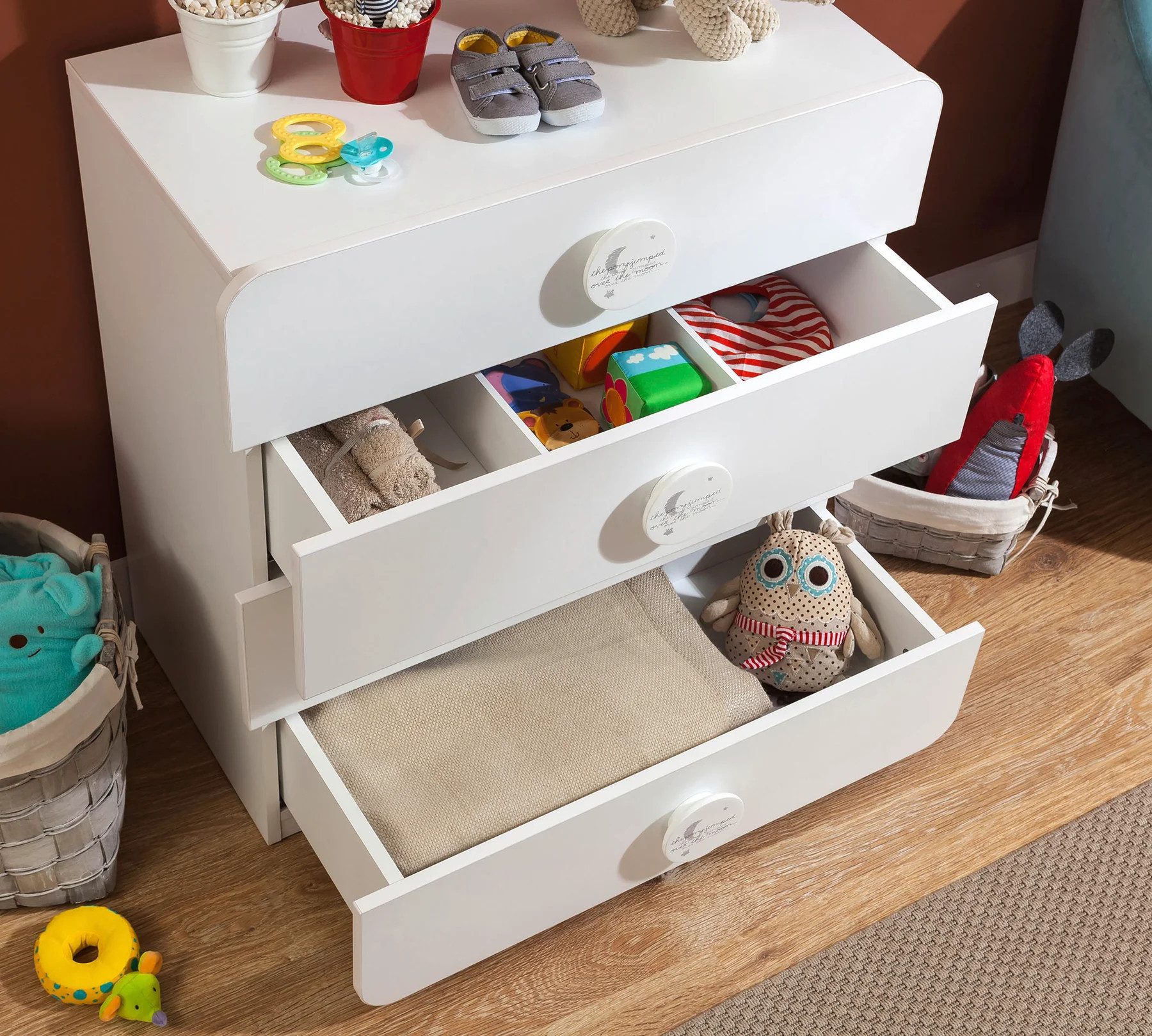 Möbel-Zeit Kommode Babyzimmer Kinderzimmer Kommode Baby Cotton mit 4 Schubladen