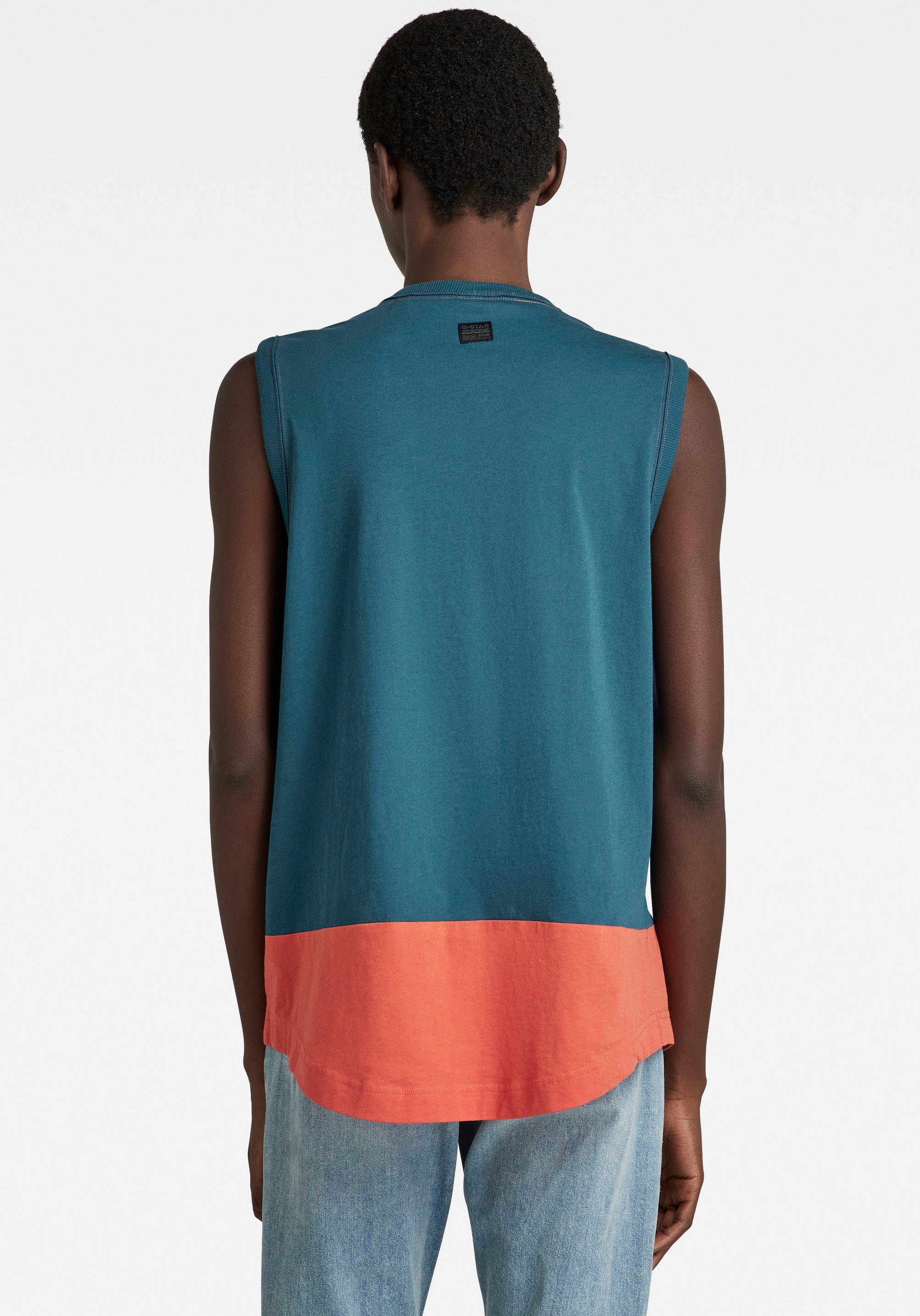 G-Star RAW Logo (petrol/ mti to T-Shirt nitro/paprika rotorange) color Lash T-Shirt color vorne block tank block Grafikdruck