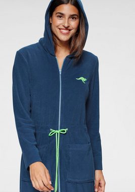 KangaROOS Damenbademantel Kira, Kurzform, Leichtfrottier, Kapuze, Reißverschluss, mit Bindekordel, kurz, Bademäntel für Damen, XS-3XL