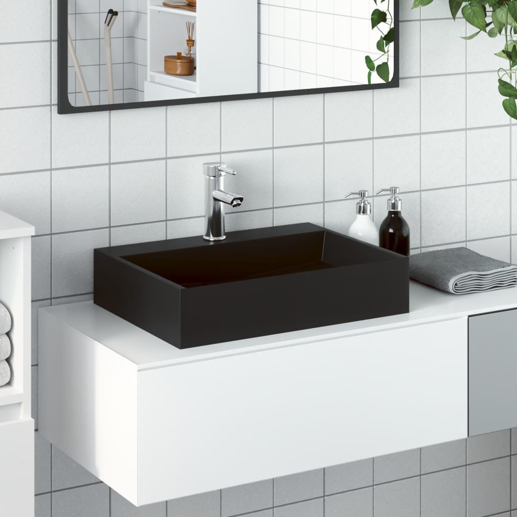 vidaXL Waschbecken Waschbecken 50x38x11 cm Mineralguss/Marmorguss Mattschwarz