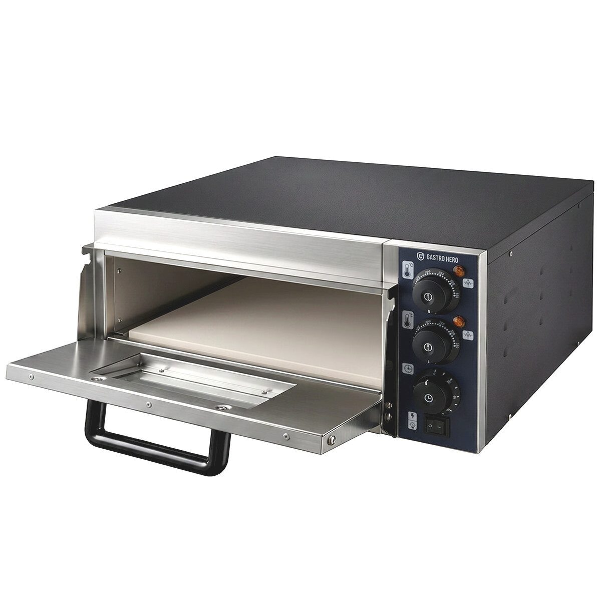 GastroHero Pizzaofen Pizzaofen Basic 35 2 kW 35 cm Edelstahl Pizzaofen, Sichtfenster mit Innenbeleuchtung, Timerfunktion – Bild 4 von 5