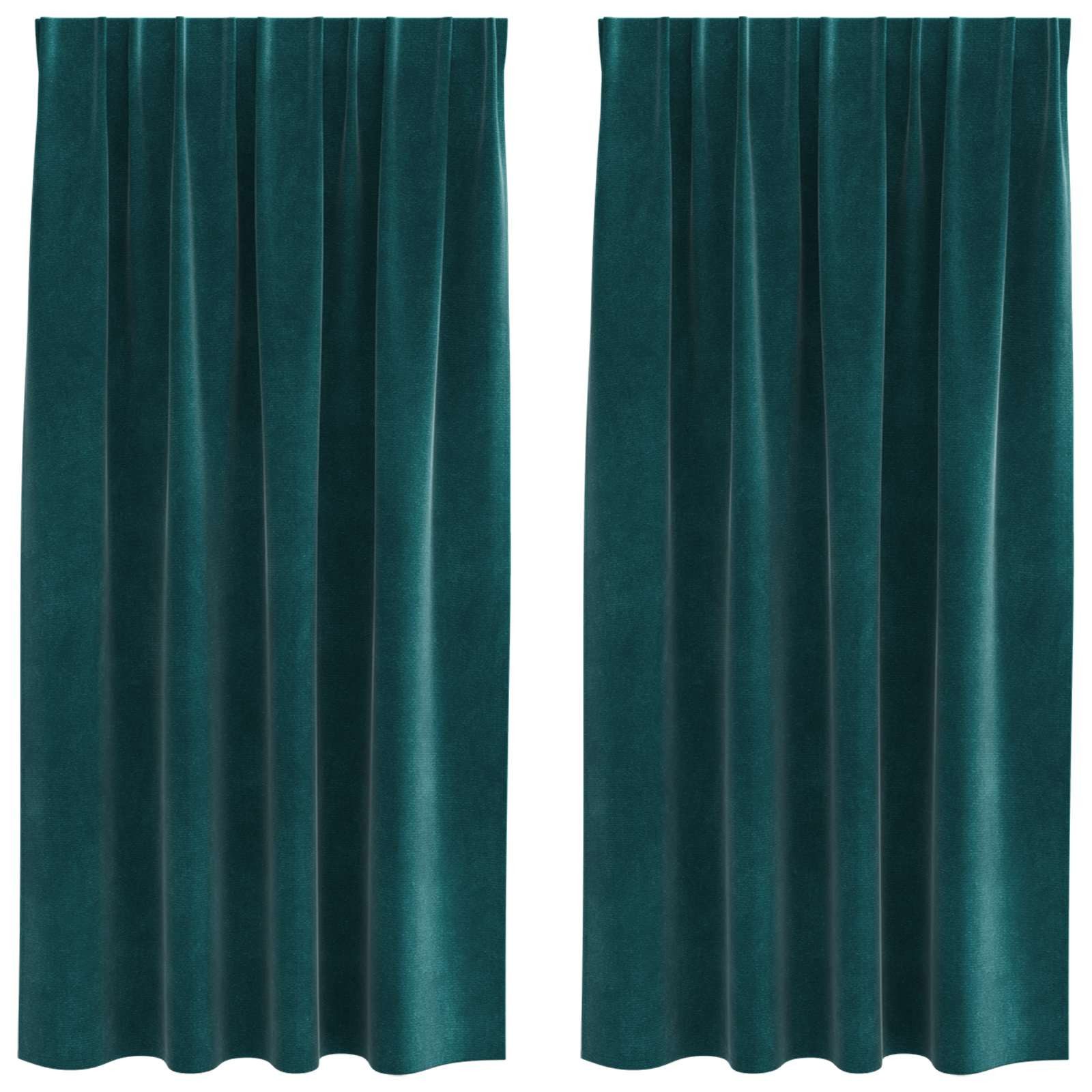 vidaXL Vorhang Verdunkelungsvorhänge 2 pcs Dunkelgrün 140 x 175 cm Samt (2 St), Samt