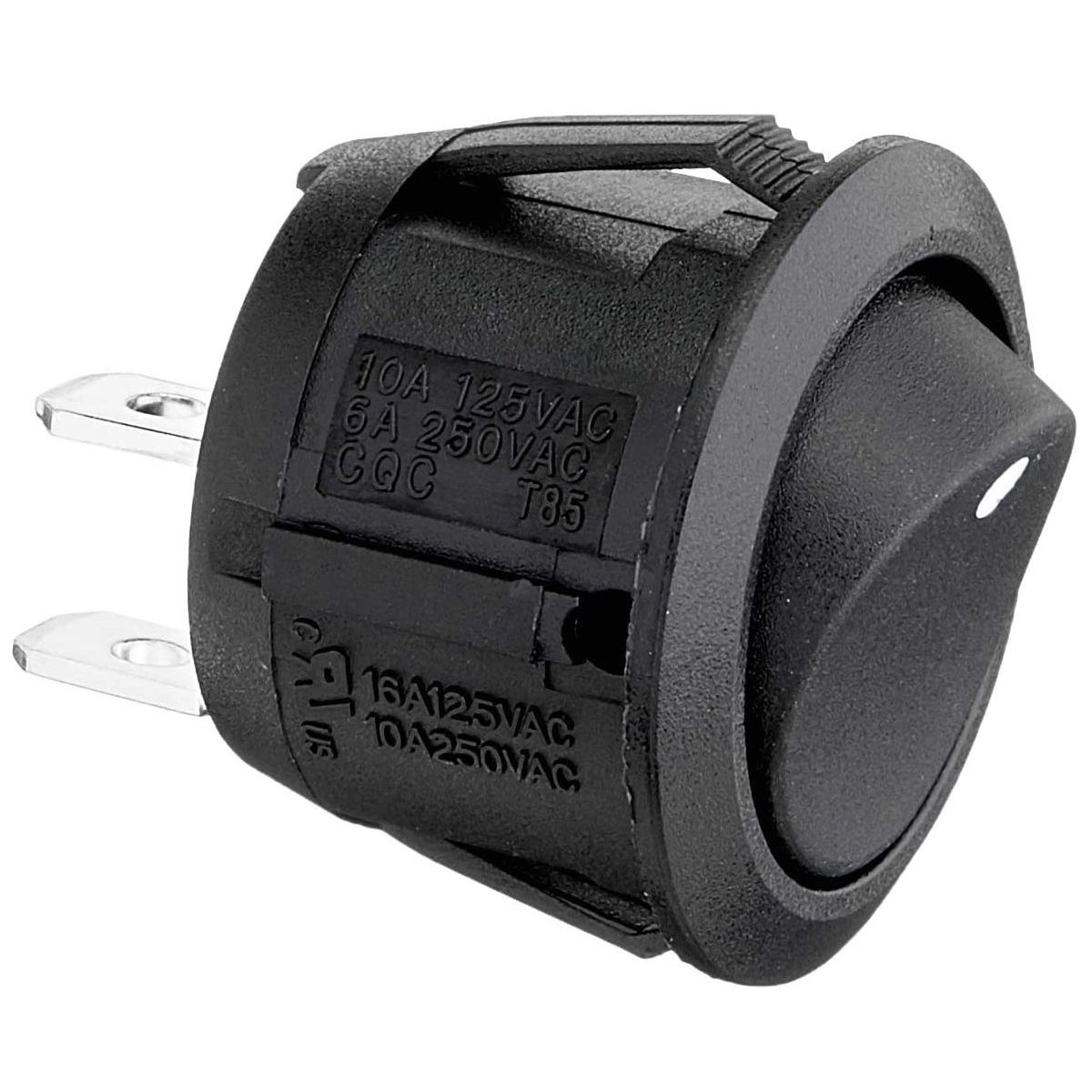 AIV Wipp-Schalter rund 230V-250V 6A Schwarz Audio- & Video-Kabel, Boardnetz, Rohkabel, KFZ Kippschalter, Rund, 2 PIN DC 12V AC bis 250V 6A, Einbaumaß 19mm