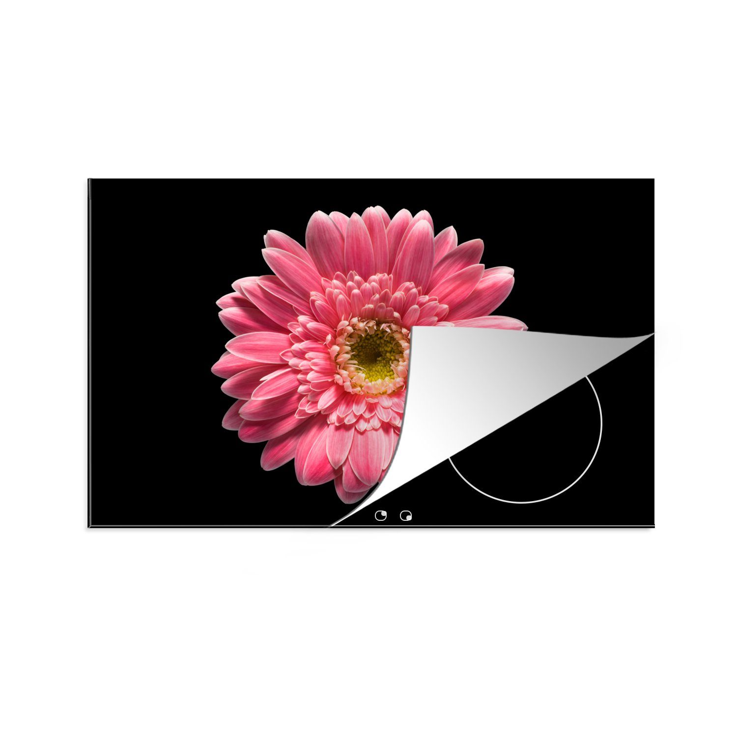 (1 Ceranfeldabdeckung Herdblende-/Abdeckplatte die Blume küche, Schutz MuchoWow 81x52 für Rosa Induktionskochfeld Natur, tlg), cm, - Vinyl, -