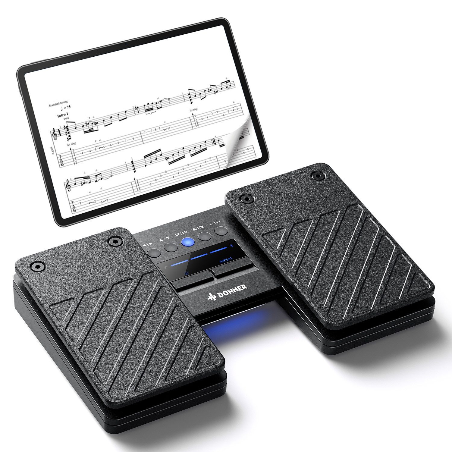 Donner Musikinstrumentenpedal DBM-50 Kabelloses Fußpedal mit Blätterfunktion für Tablet & Handy