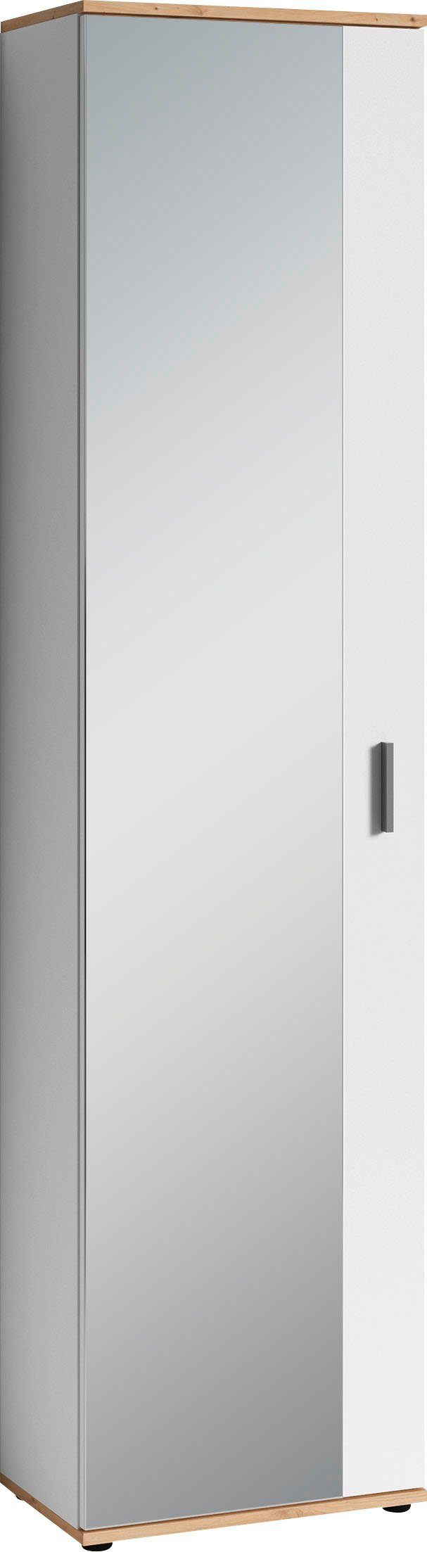 byLIVING Garderobenschrank Jakob mit großem 49 cm Artisan Eiche/Weiß Spiegel, Breite