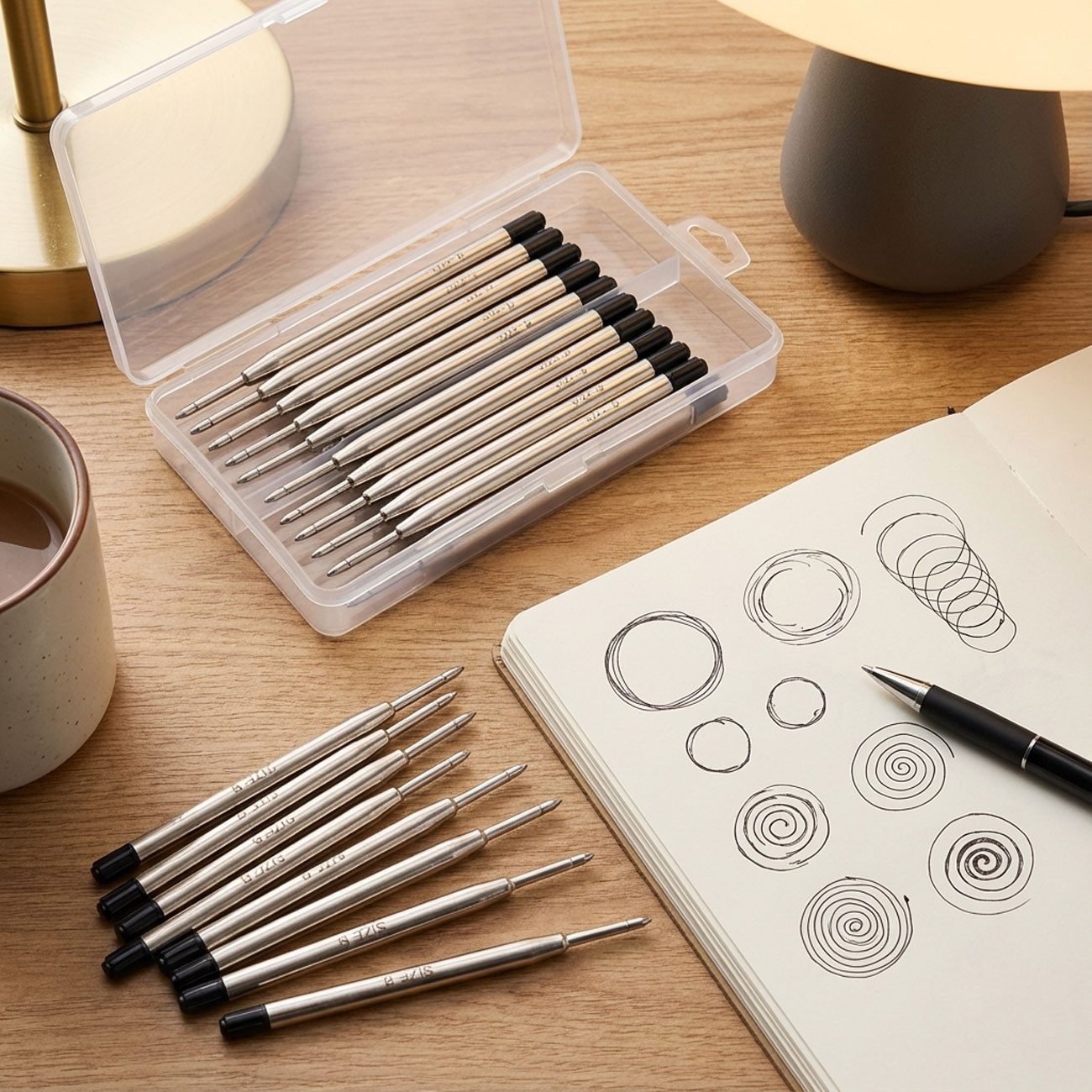 shop'n smile ideoon Kugelschreibermine Kugelschreiber-Minen Schwarz (Stärke B) – Universelle Ersatzminen, Sauberes Schriftbild ohne Klecksen oder Aussetzer