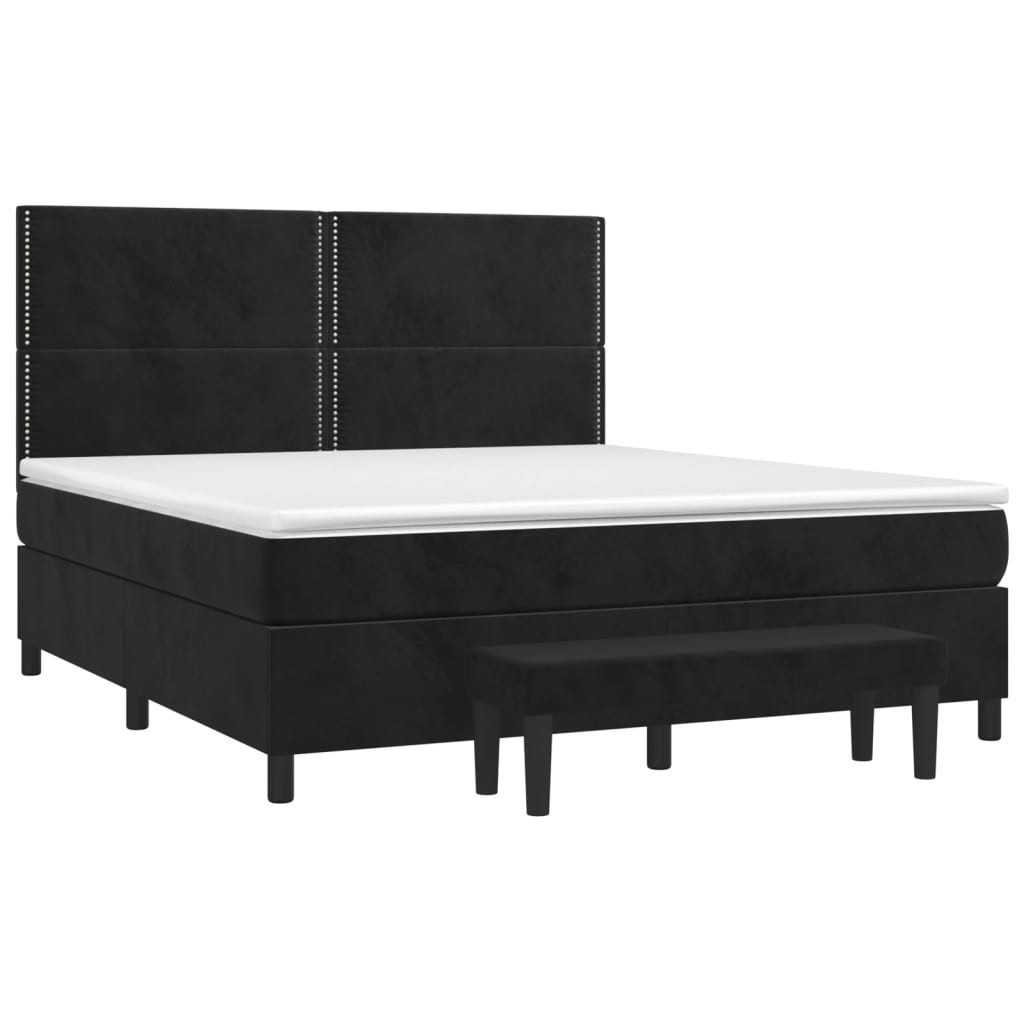 Bett Boxspringbett mit Matratze Schwarz 180x200 cm Samt