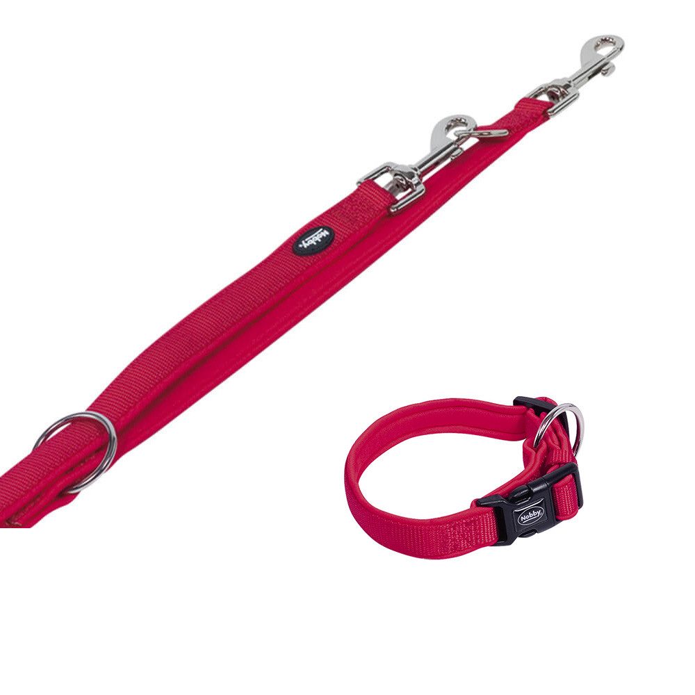 Nobby Hunde-Halsband Hundehalsband und Leine Set "Classic Preno", rot, XS-S
