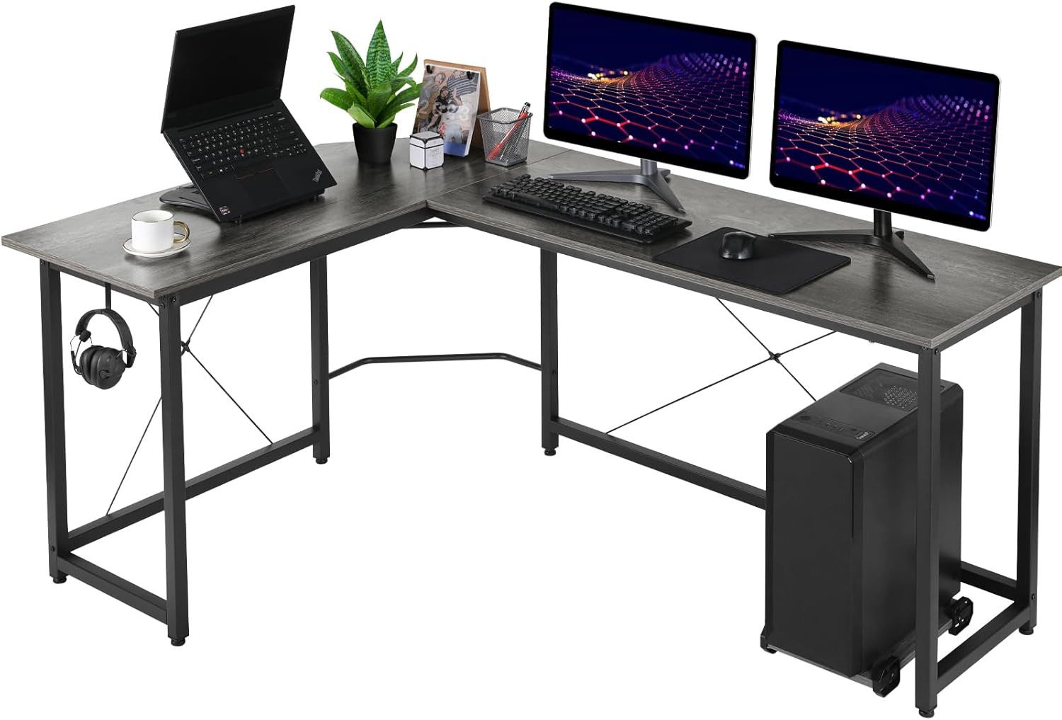 TLGREEN Computertisch Gaming Tisch L-Form Schreibtisch, 167 cm Eckschreibti günstig online kaufen