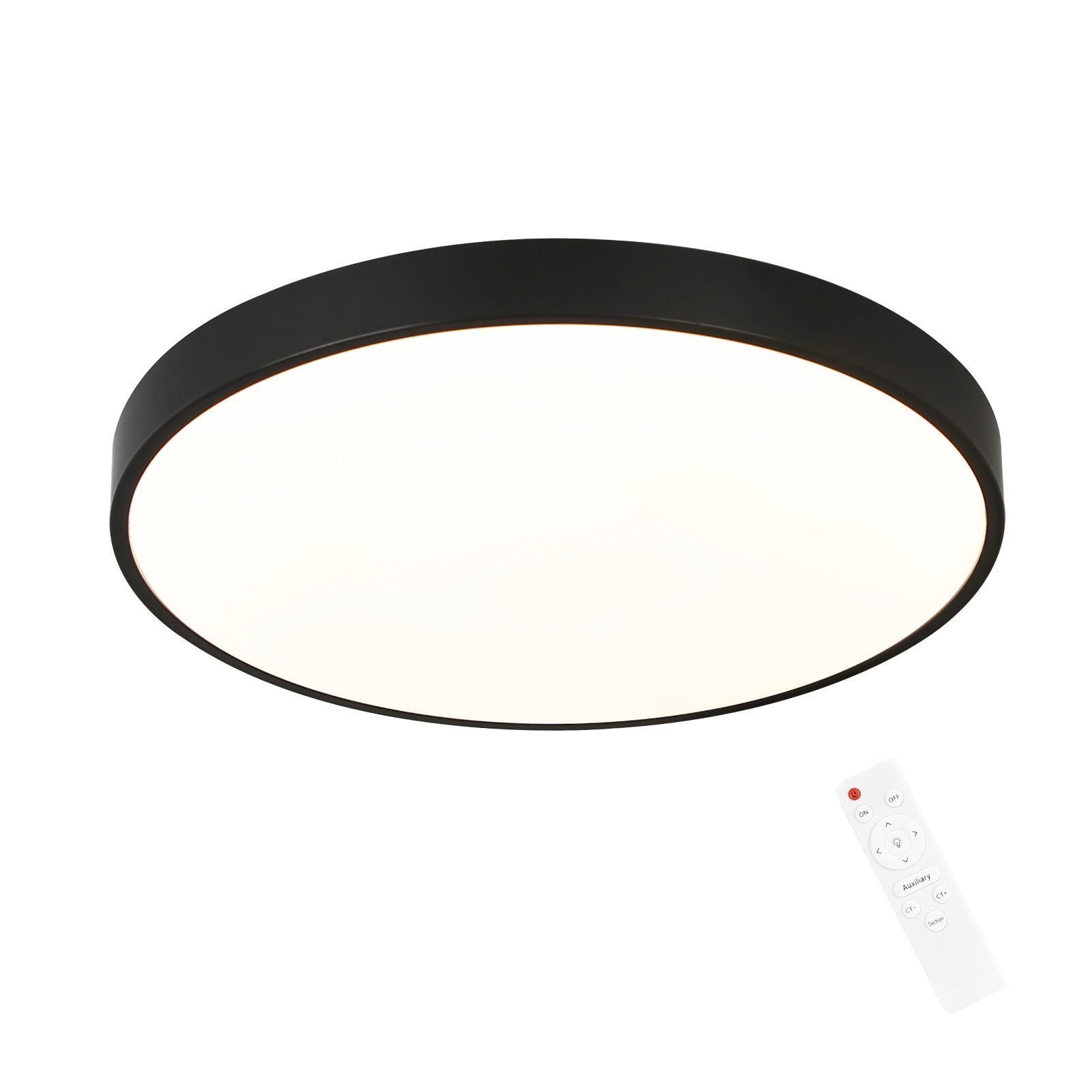 ZMH LED Deckenleuchte Stufenlos ∅37 X 2.5 cm, Dimmbar, LED fest integriert, warmweiß-kaltweiß, Weiß /Schwarz