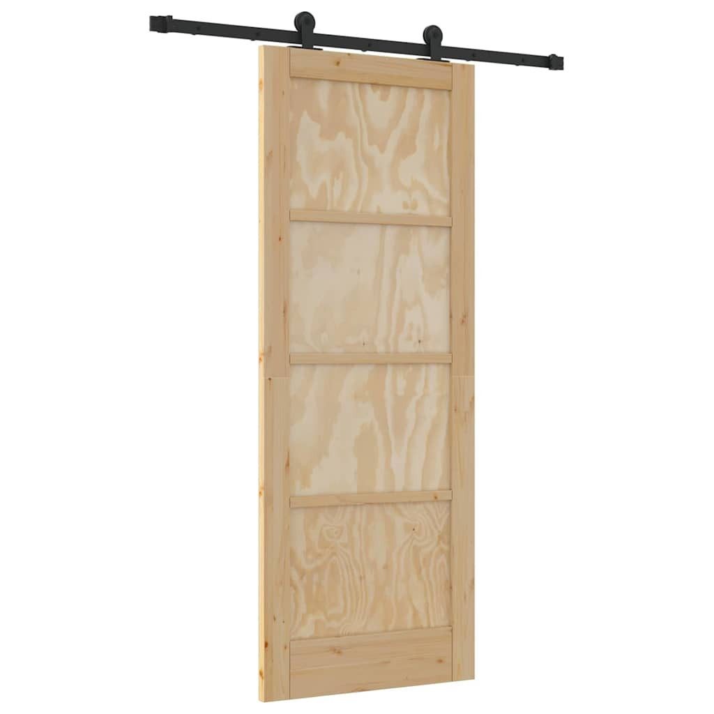 vidaXL Haustür Schiebetür ORKDAL Natur und Schwarz 78 x 202 cm (1-St)