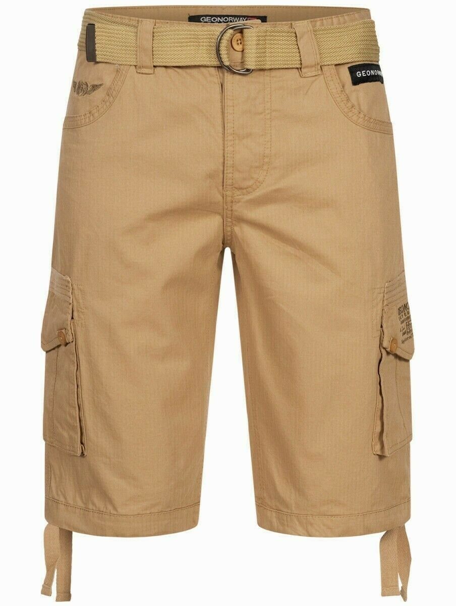 Bermuda Geographical Sommer Gürtel Herren Norway Kurze Short Knielang Cargo Beige Shorts + Hose Shorts