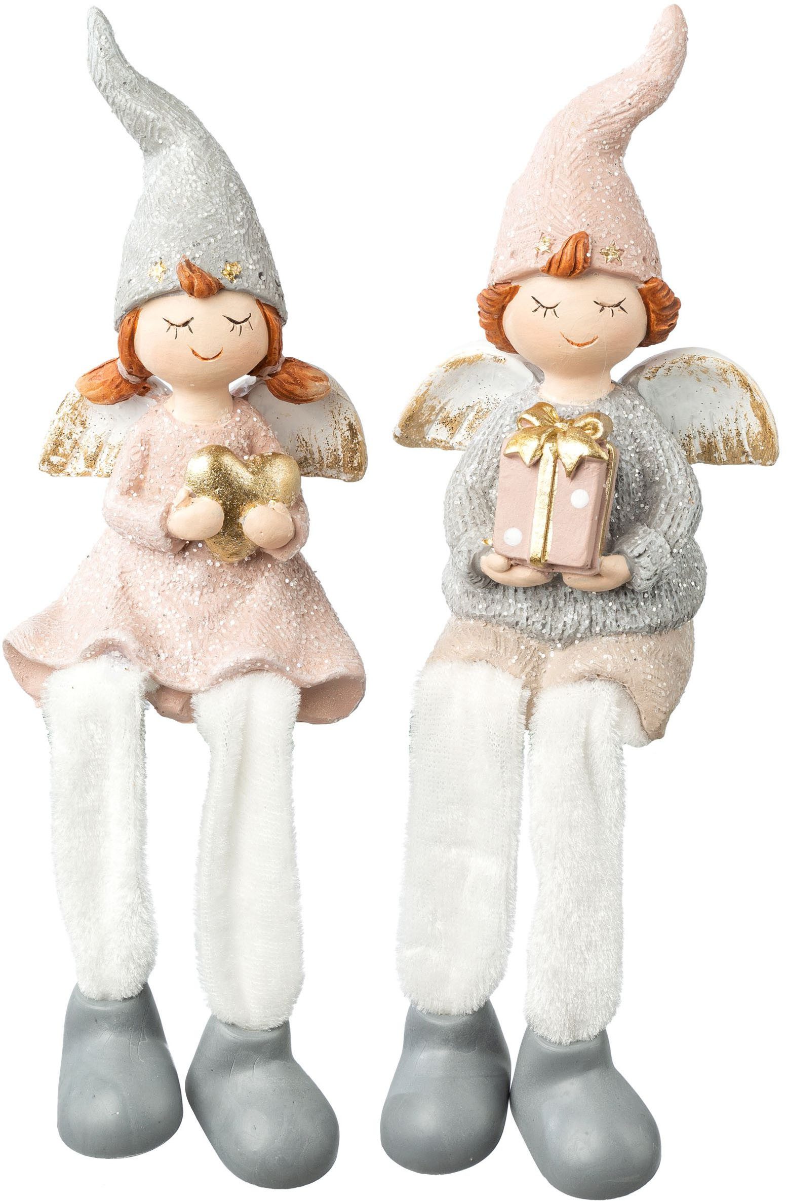 Creativ home Kantenhocker Weihnachtskinder (2 St), mit dezentem Glitzer-Finish