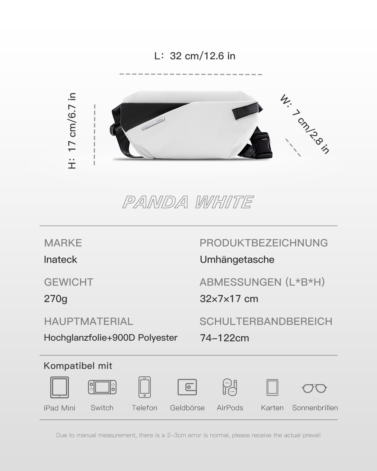 Inateck Gürteltasche 3,8 L Umhängetasche, Leichte günstig online kaufen