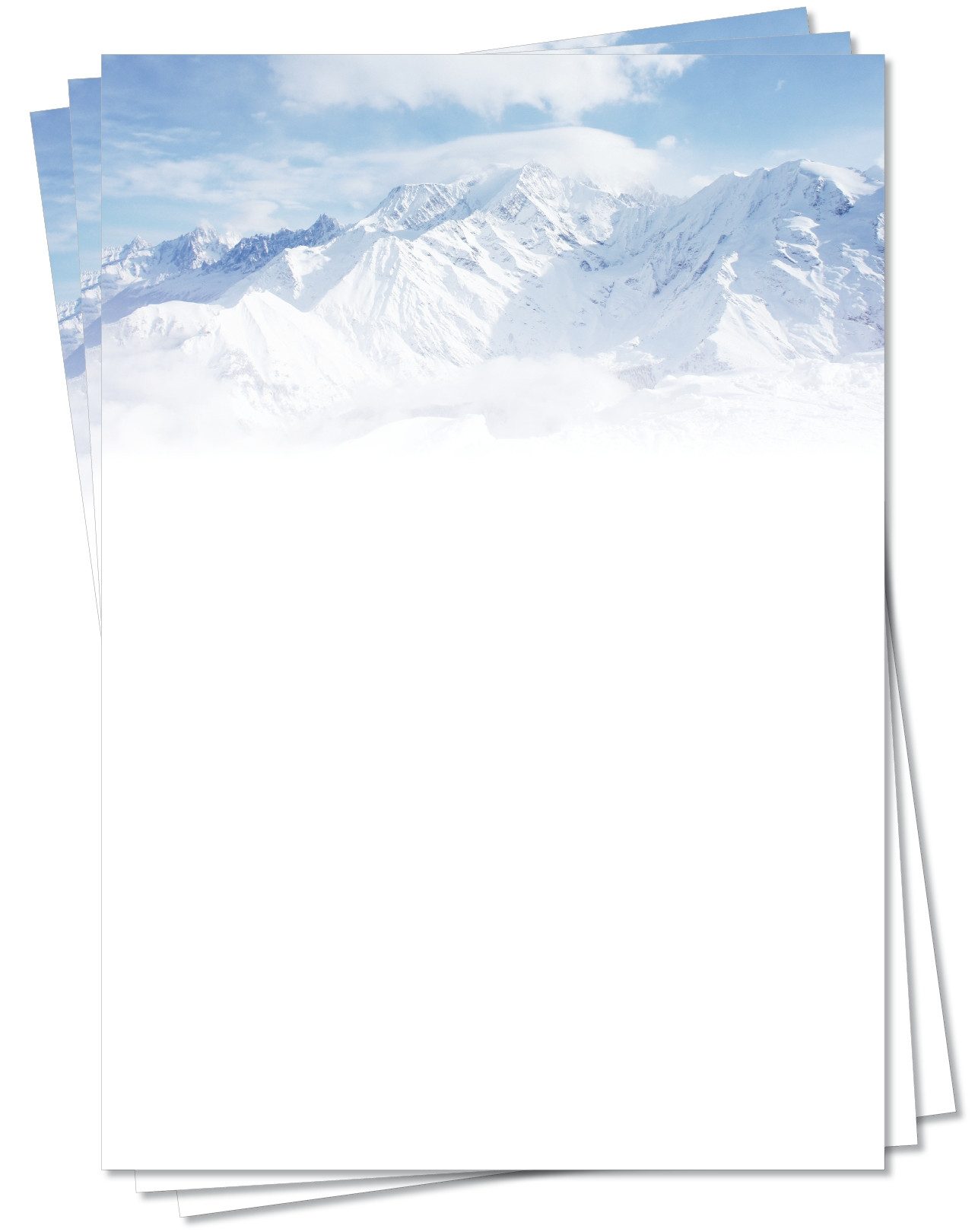 Briefpapier Motivpapier Winterzauber Ski und Schnee DIN A4, gut beschreibbar
