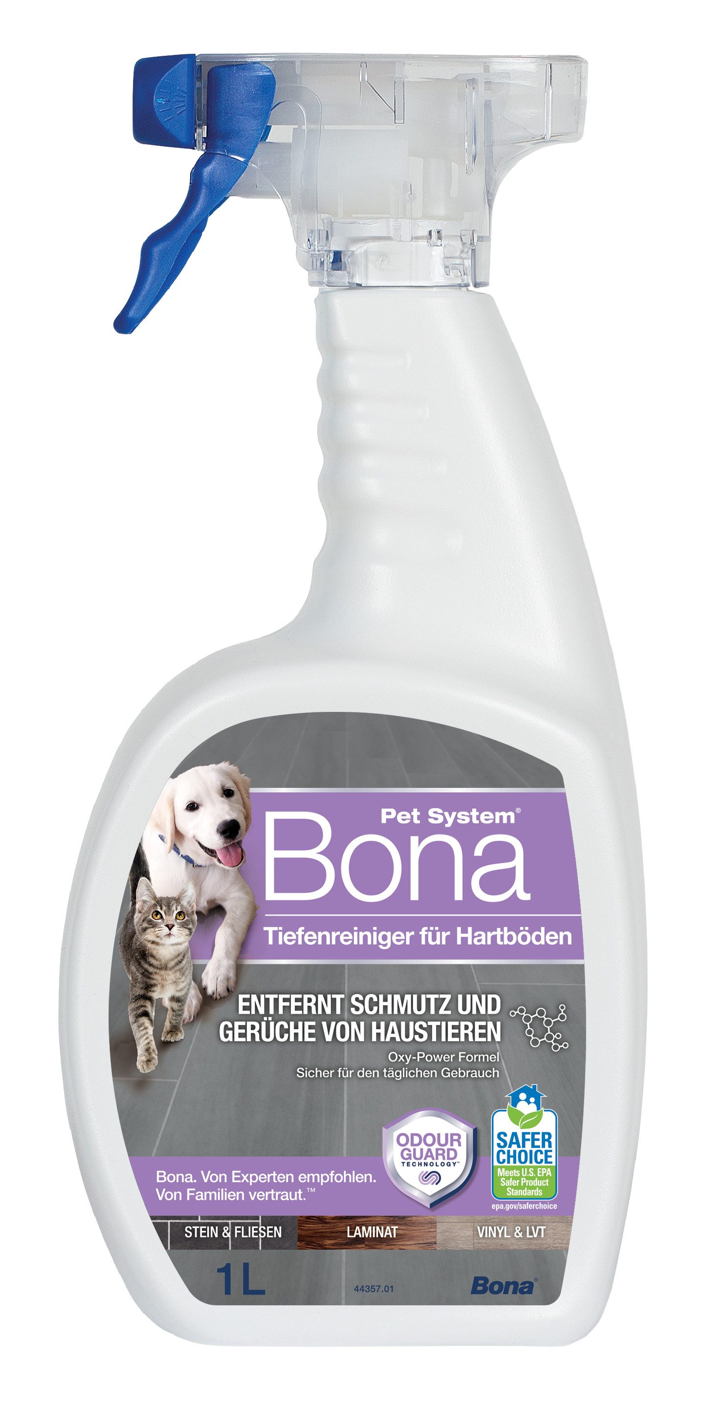 Bona Pet System Fliesen & Laminatreiniger 1 L, Fleckenentferner Haustiere Fussbodenreiniger (1-St. Odour Guard Technology™ entfernt und neutralisiert Gerüche)