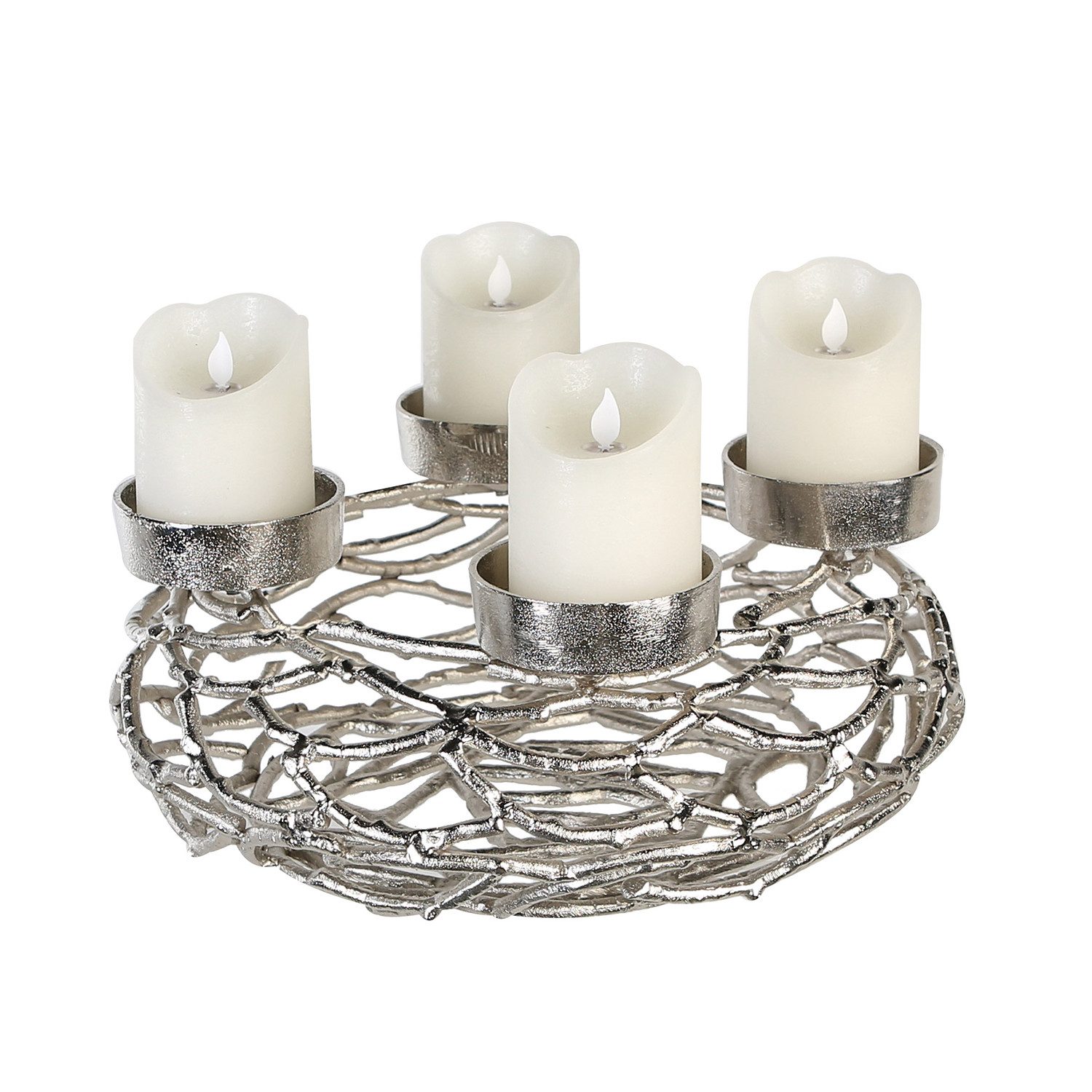 GILDE Adventskranz Twigs, Aluminium, silber, verschiedene Größen